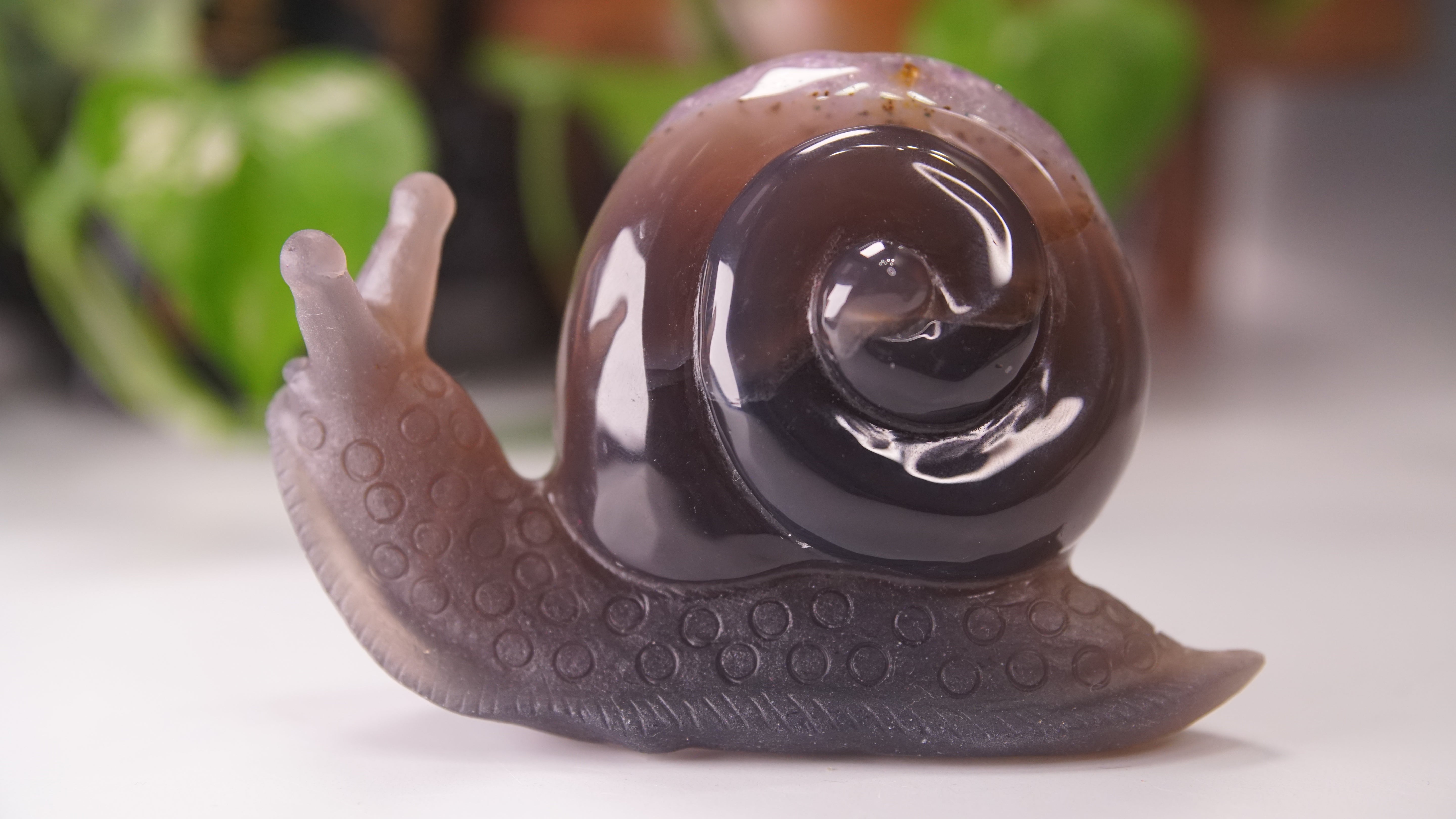 Gorgeous Agate Amethyst Boutique Snail Carving | Crystal Carving Statement Piece