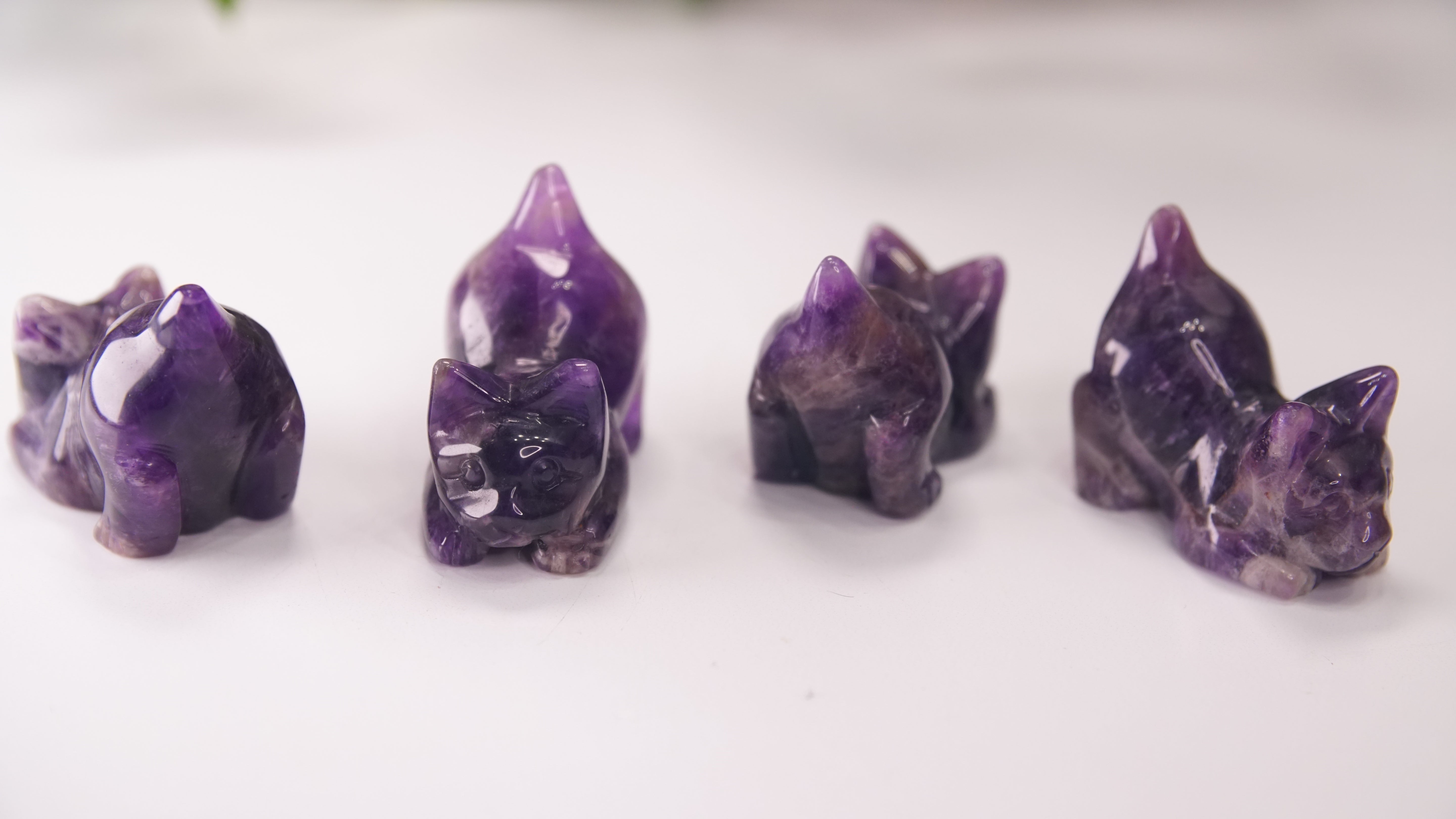 Amethyst Playful Kitten Carving | Crystal Carving Sculpture (Small)