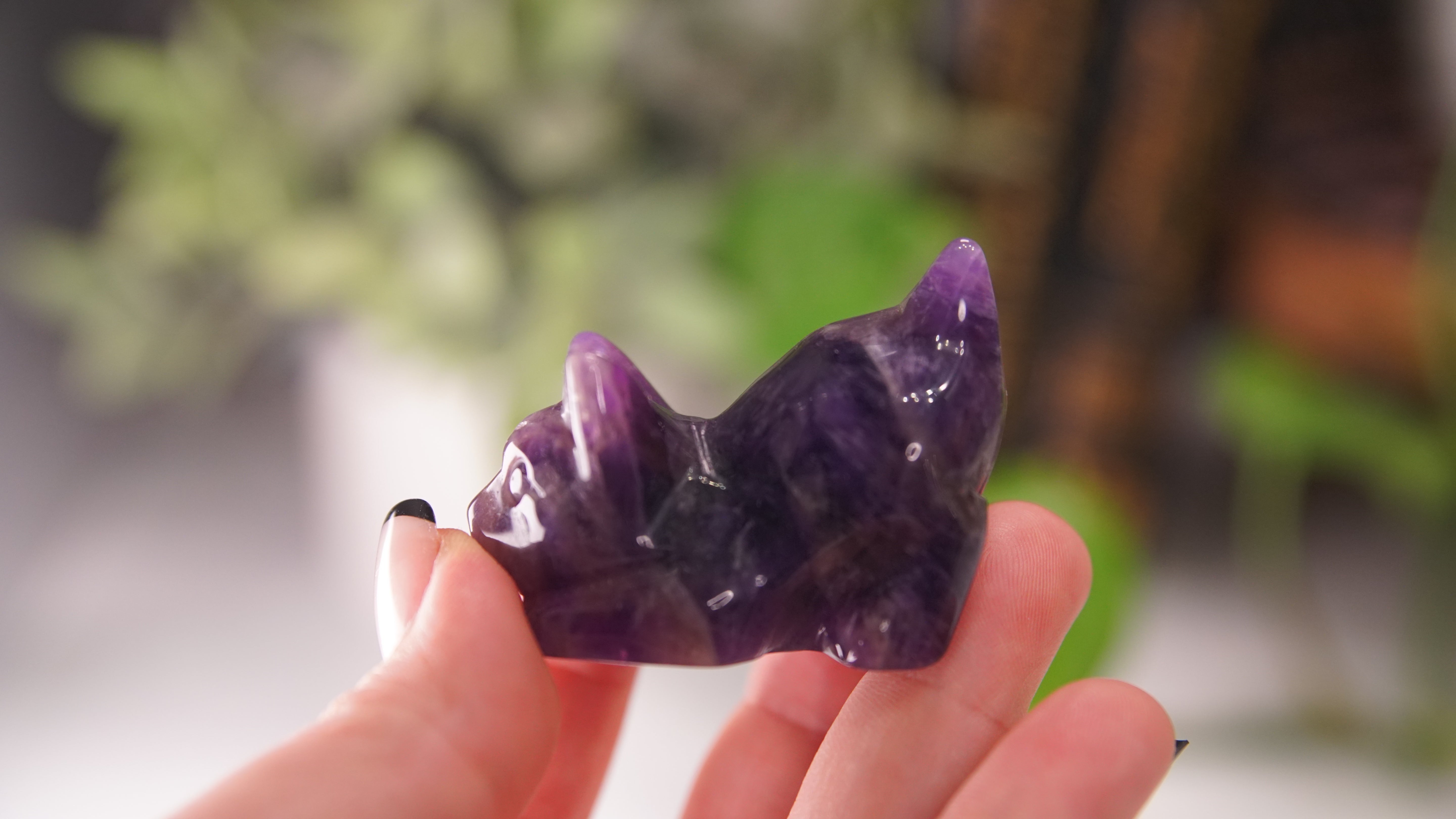 Amethyst Playful Kitten Carving | Crystal Carving Sculpture (Small)