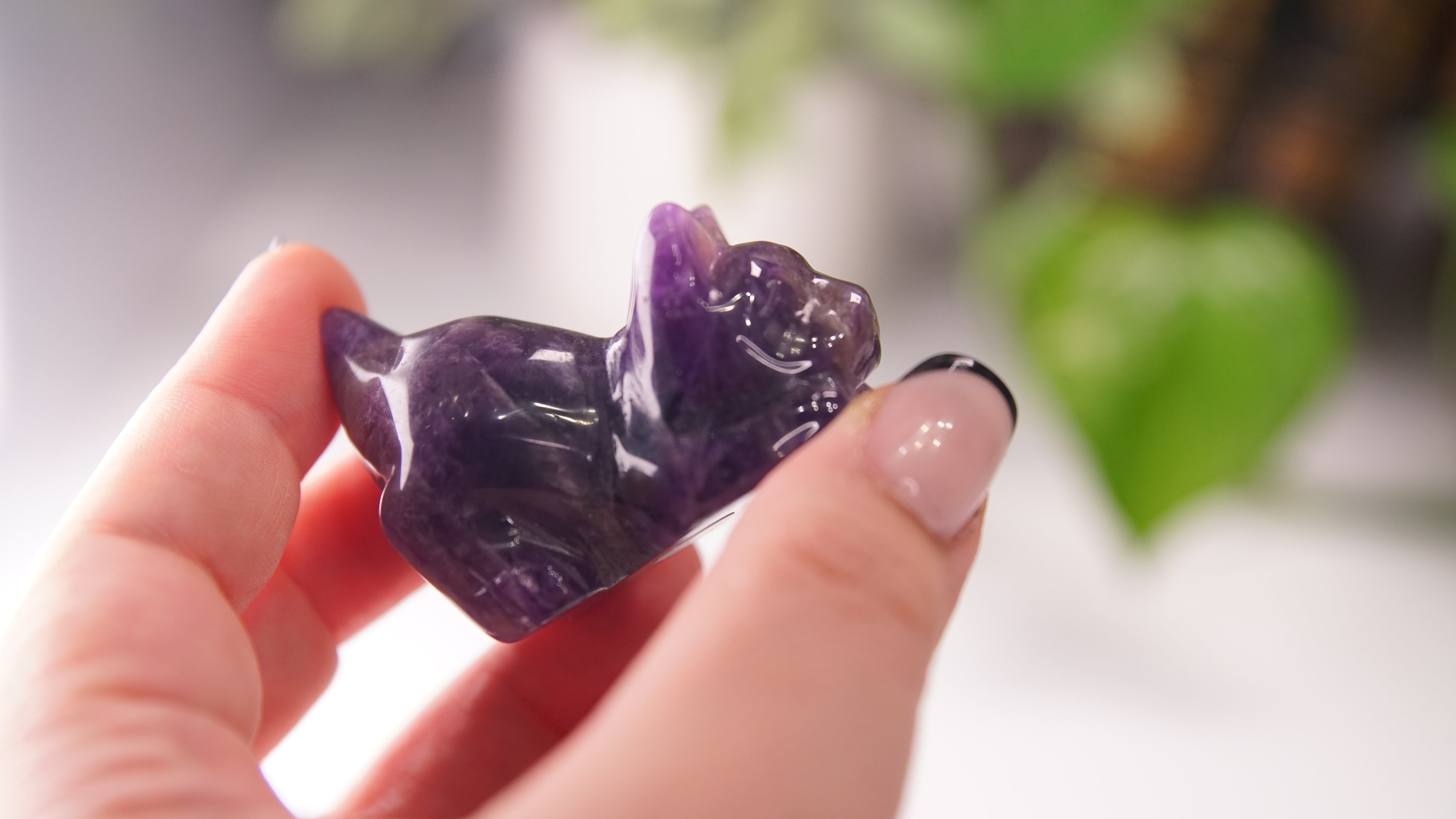Amethyst Playful Kitten Carving | Crystal Carving Sculpture (Small)