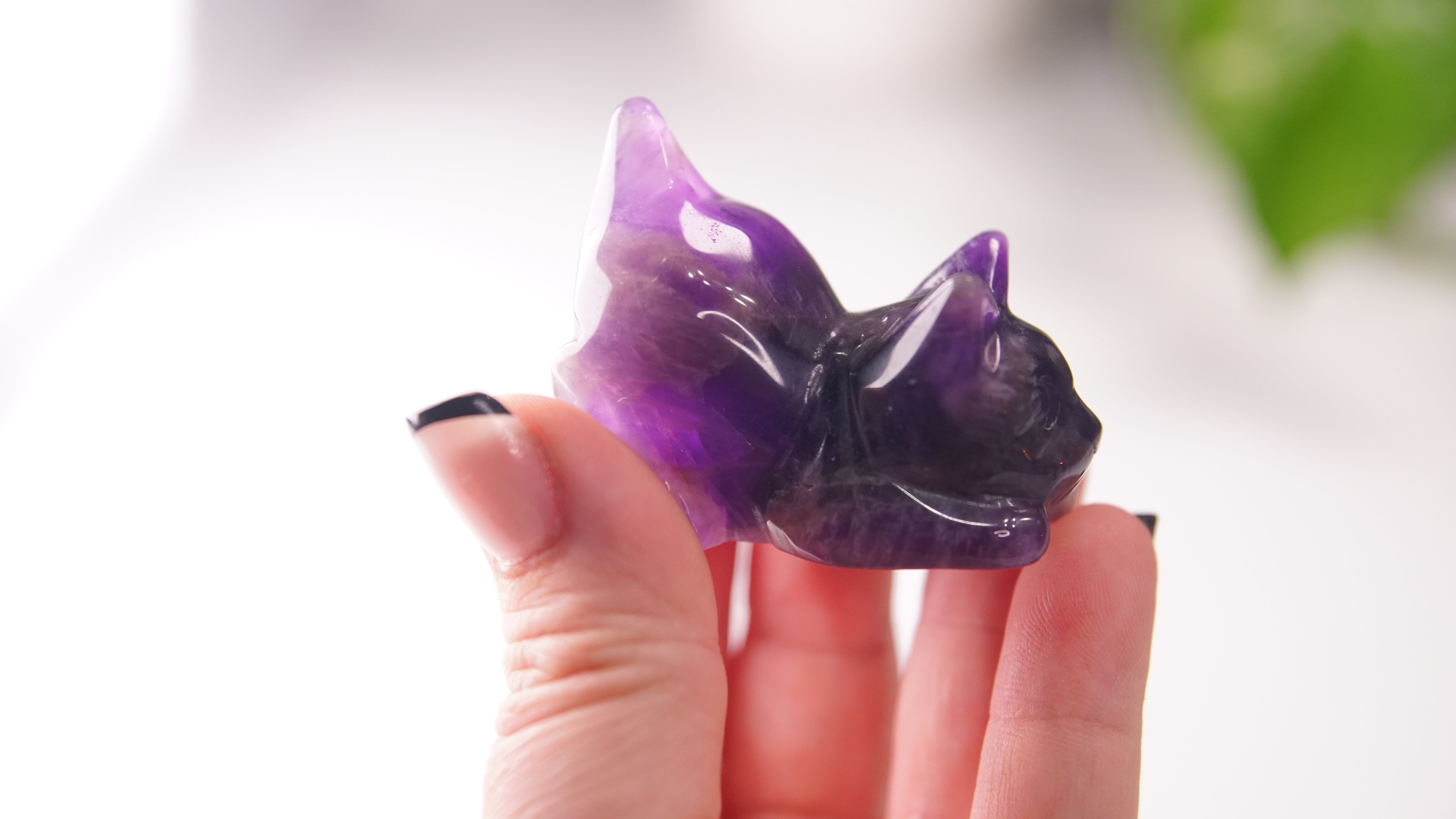 Amethyst Playful Kitten Carving | Crystal Carving Sculpture (Small)