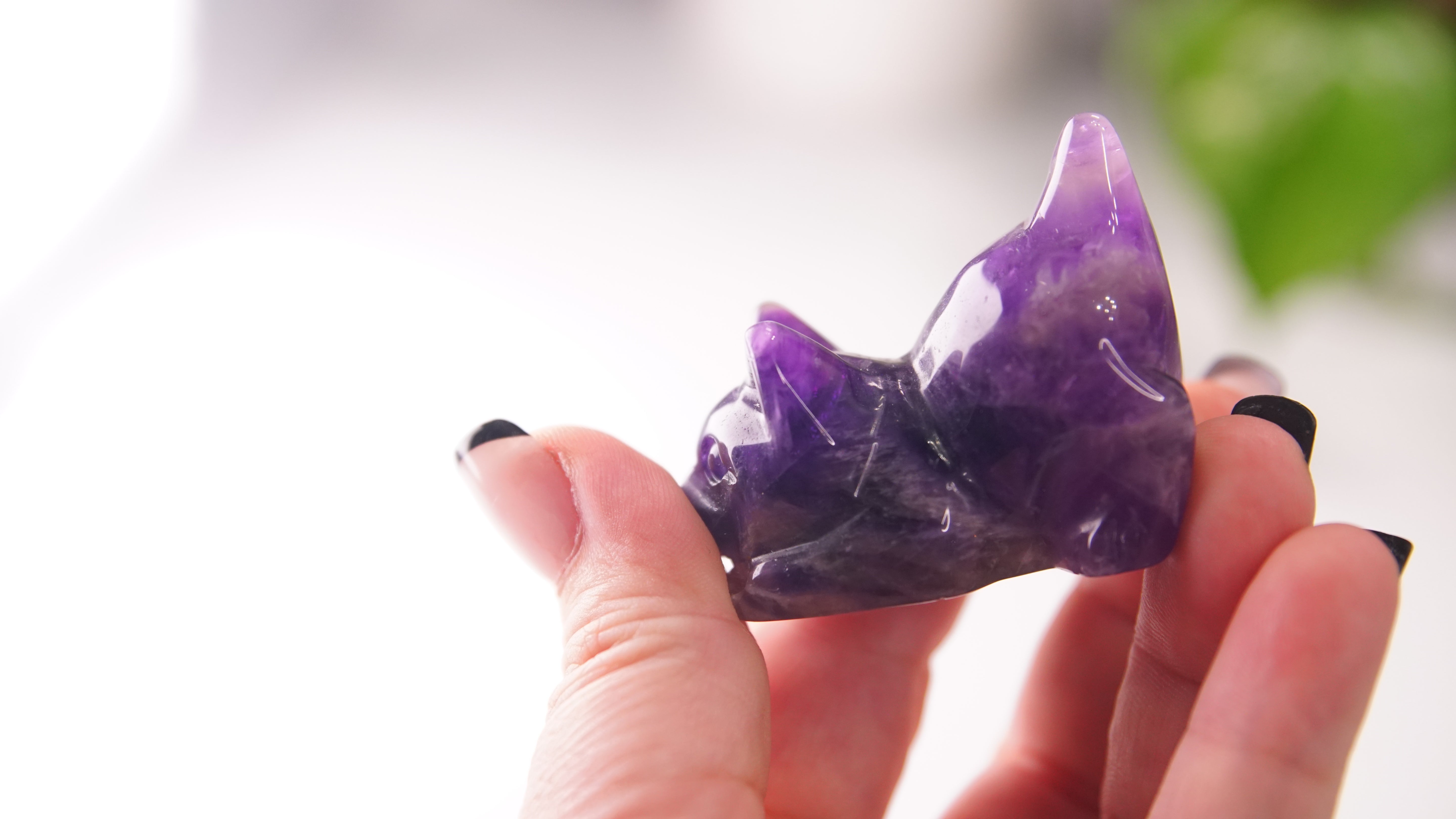 Amethyst Playful Kitten Carving | Crystal Carving Sculpture (Small)