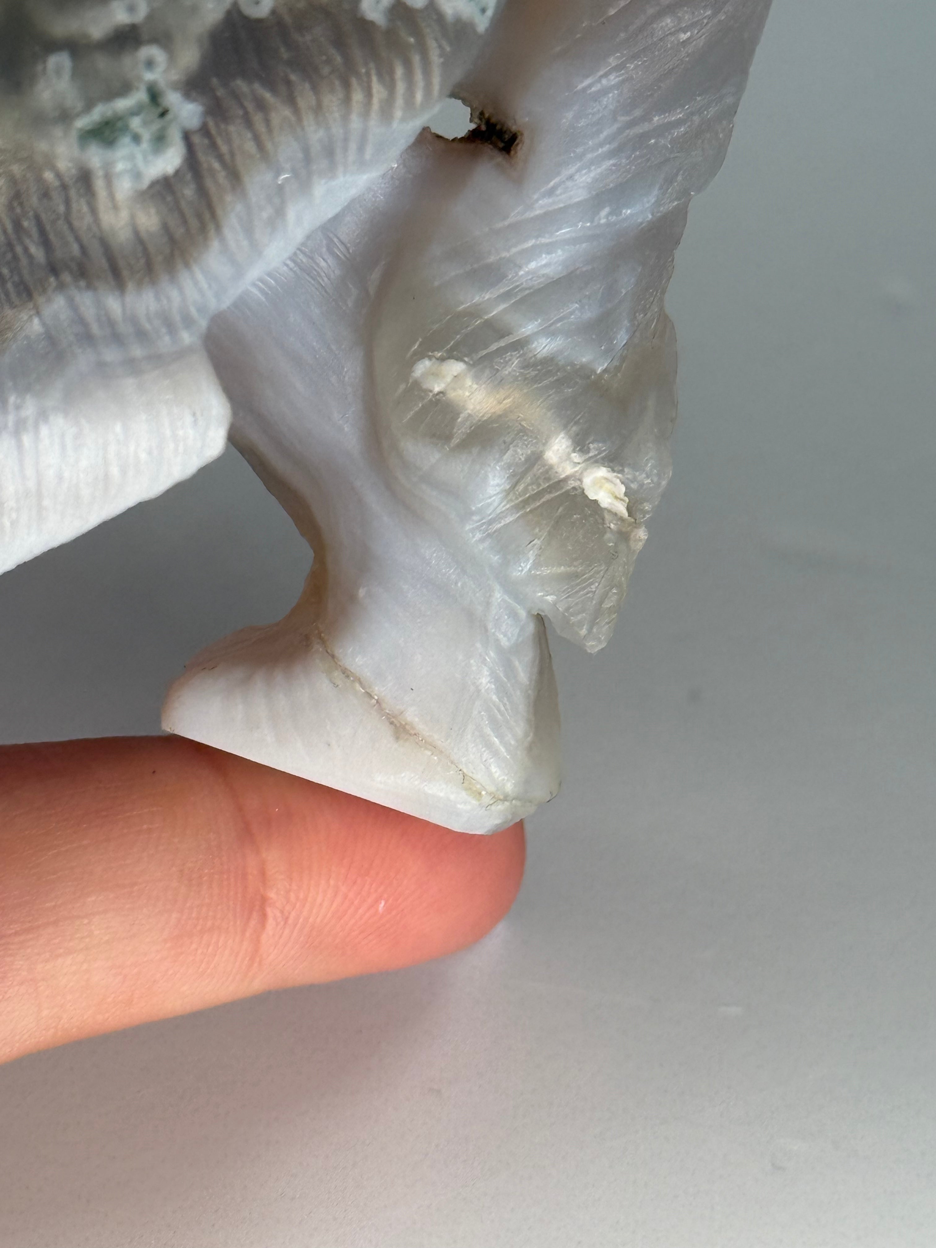 Druzy Moss Agate Boutique Wolf Carving | REPAIRED (Please See Notes)