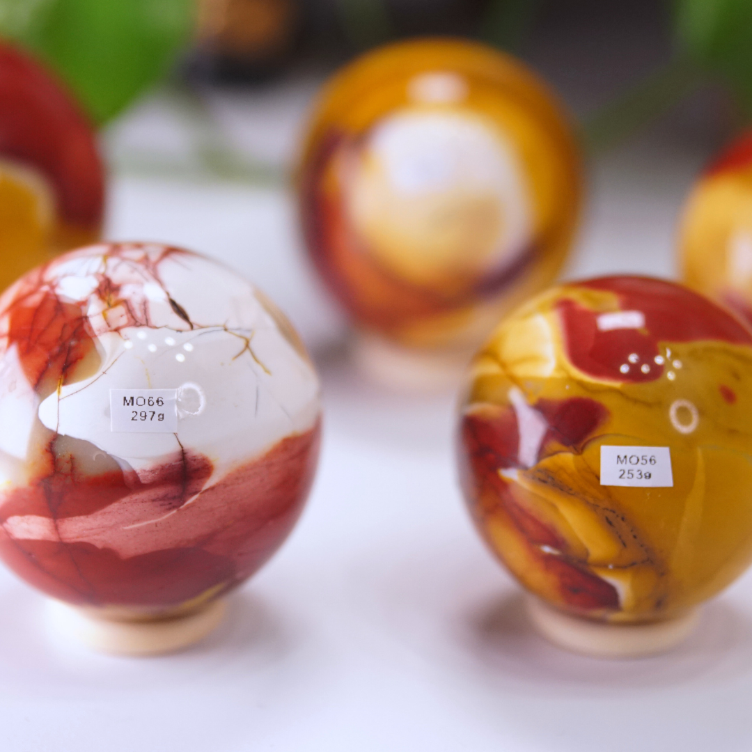 Red And Yellow Mookaite With Hematite Spheres | Pick Your Favorite