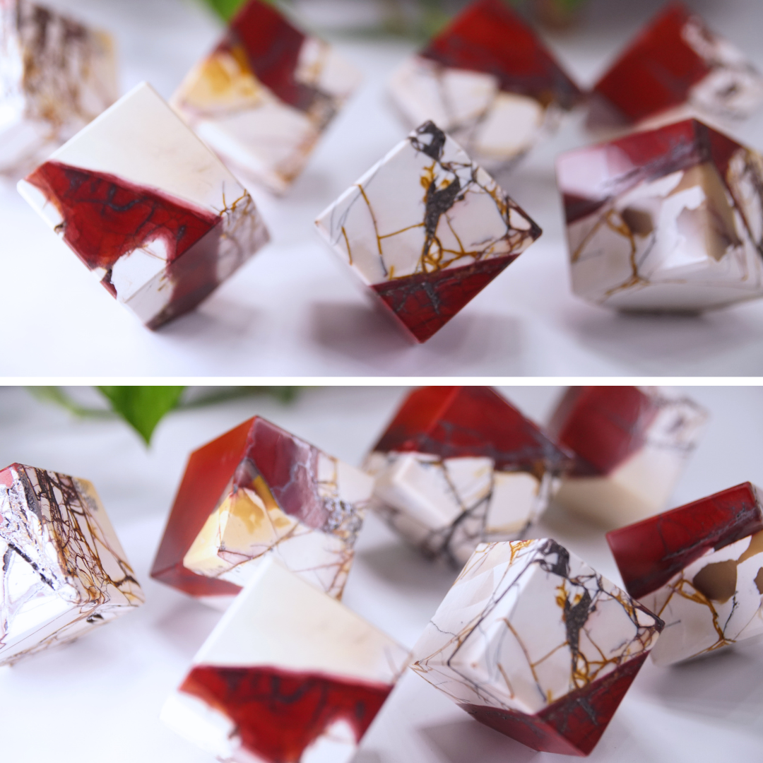 Red And White Mookaite Cubes | Pick Your Favorite