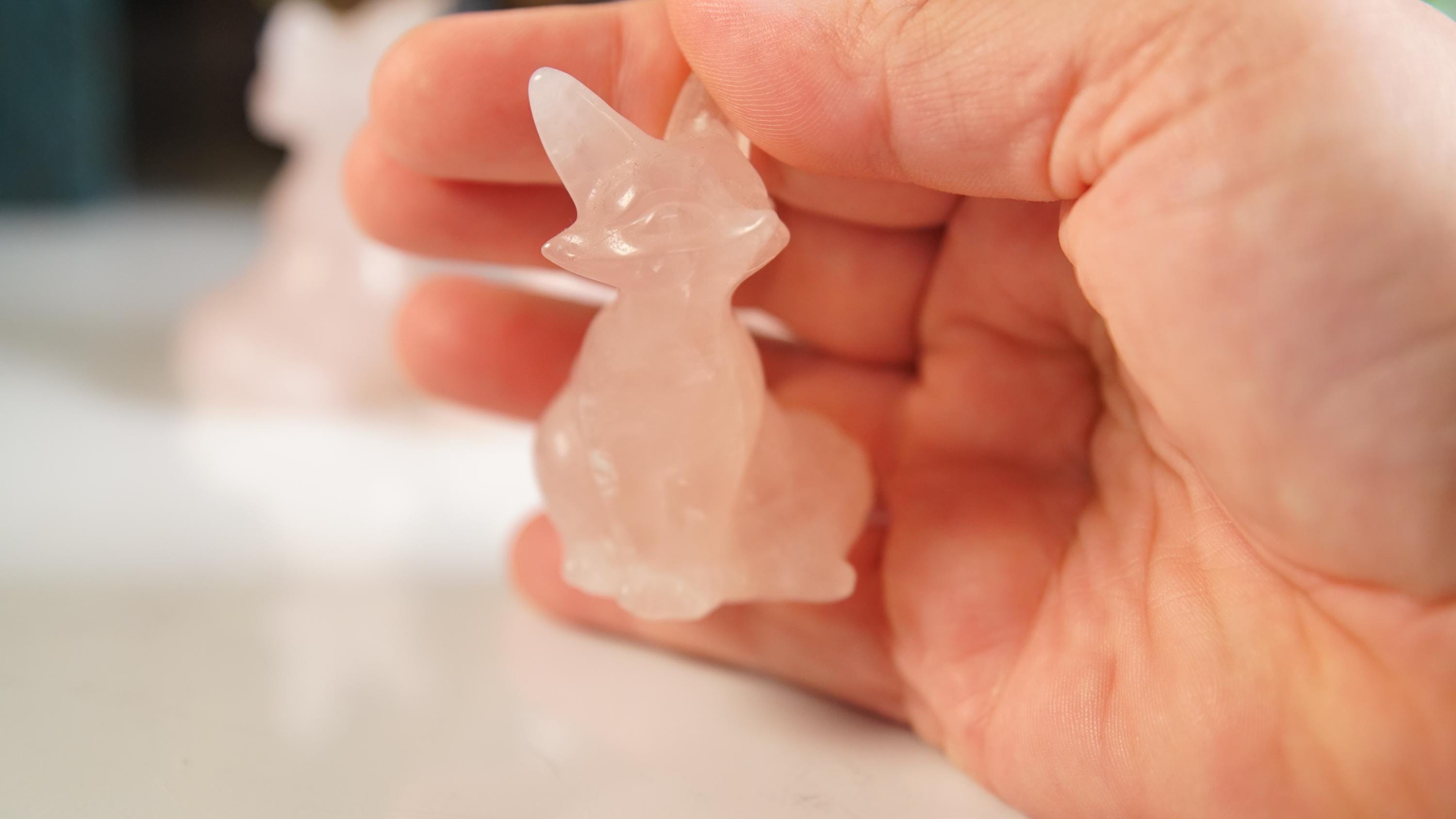 Rose Quartz Fox Carving | High Quality Crystal | Rose Quartz | US Seller