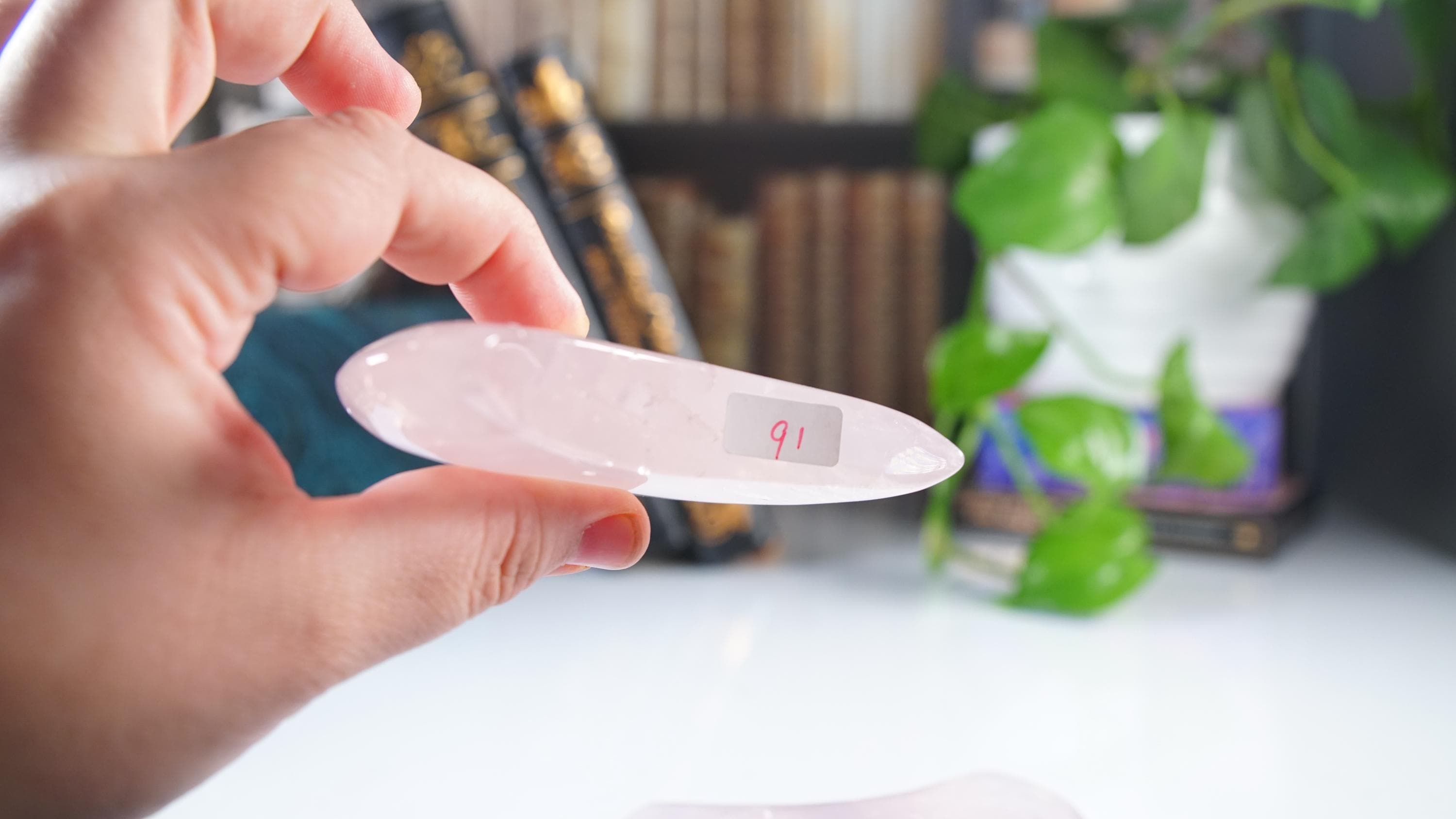 Periwinkle Lavender Rose Quartz Moon With Stand | High Quality Crystal | Rose Quartz | US Seller