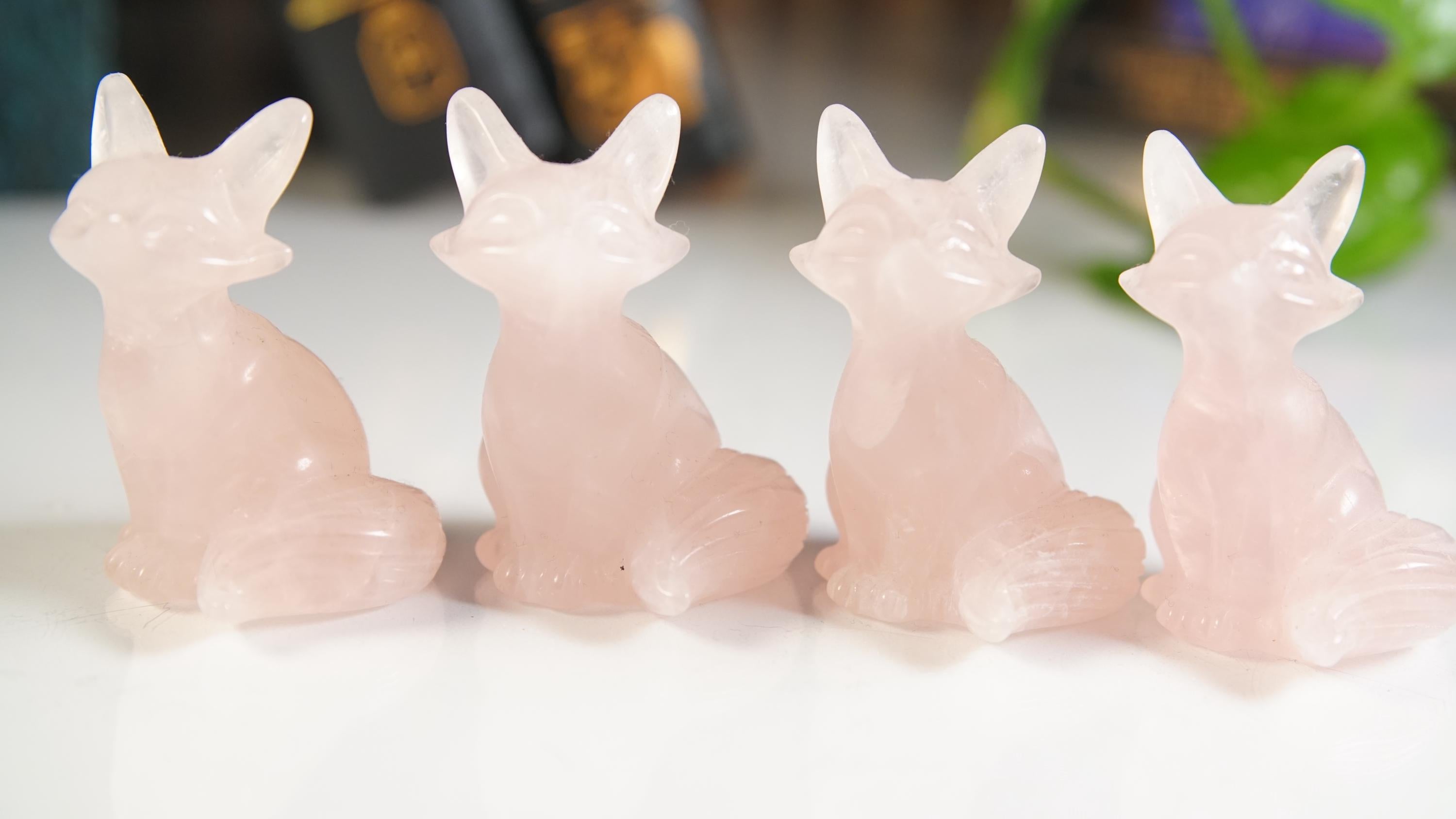 Rose Quartz Fox Carving | High Quality Crystal | Rose Quartz | US Seller