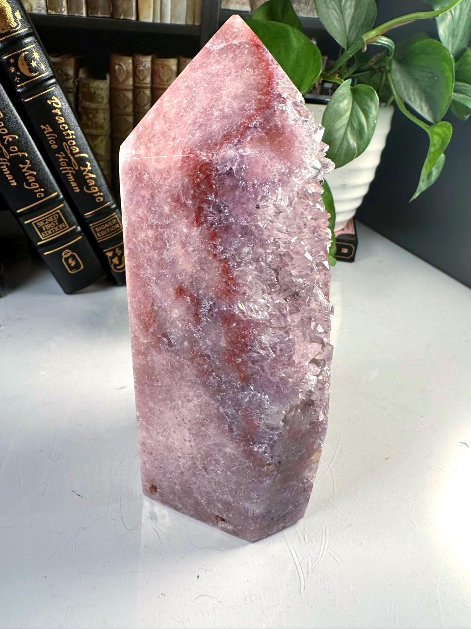 XL Druzy Pink Amethyst Jasper Agate Crystal Tower, Healing Tower, Crystal Tower, Chakra Healing, Reiki Healing Altar Calm Trust Grace