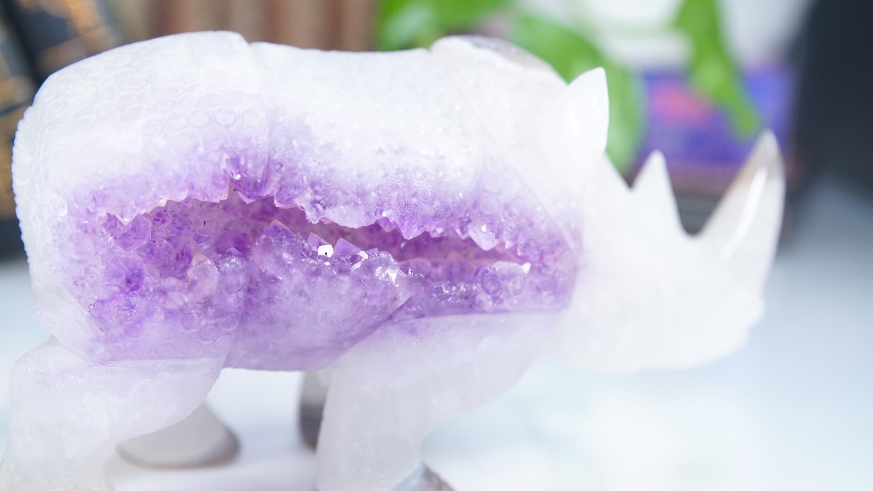 XL Druzy Agate Rhino Crystal Carving Geode Statement Piece