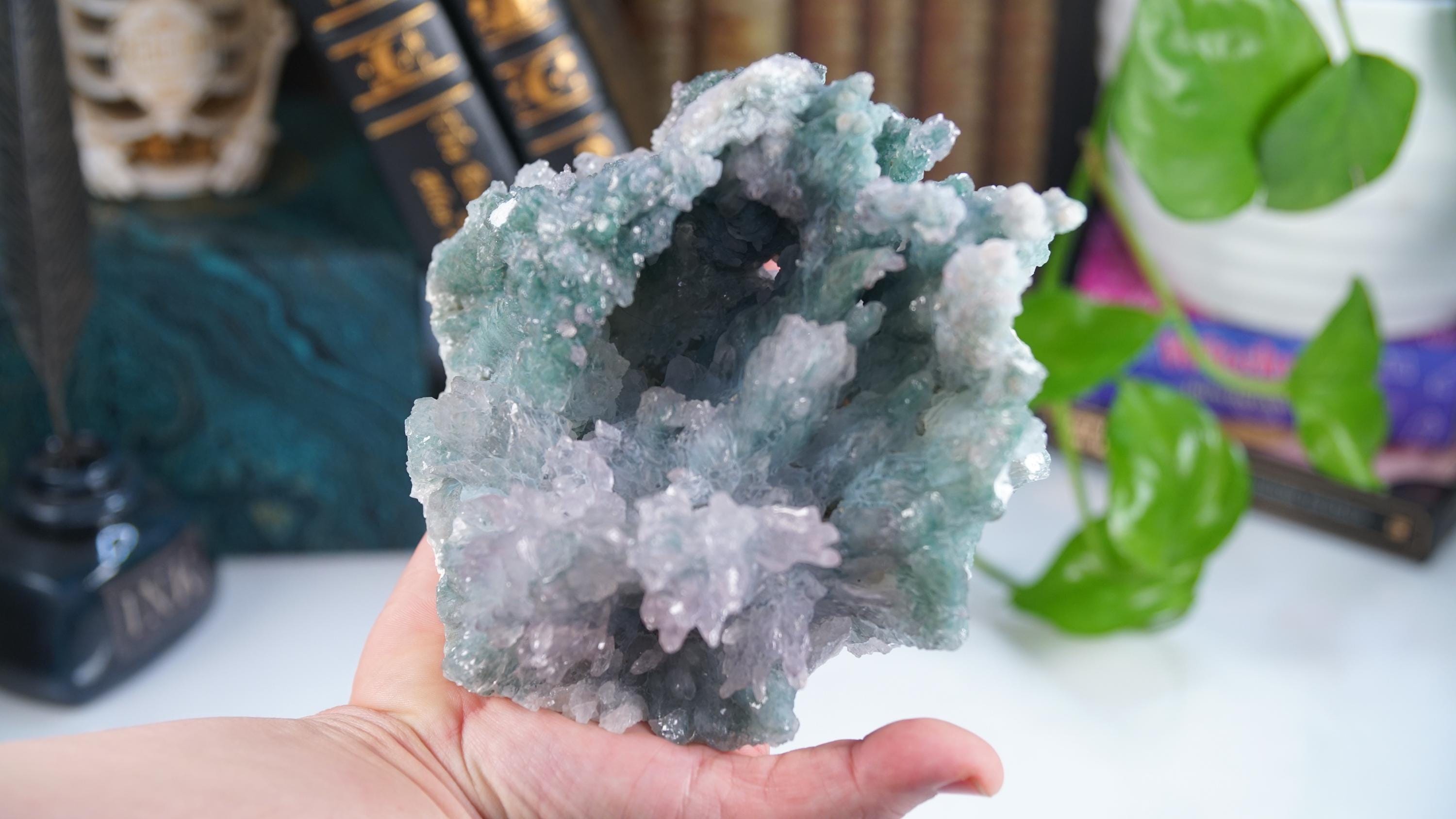 Amethyst Flower Cluster Crystal With Stand, Energy Healing Amethyst, Reiki Crystal Feng Shui Altar Home Decor Office