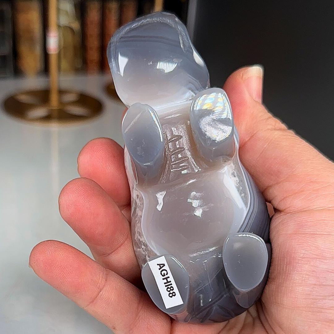 Druzy Agate Hippo Carving | US Seller | Home Decor Energy Healing Feng Shui Altar Reiki Office Gift