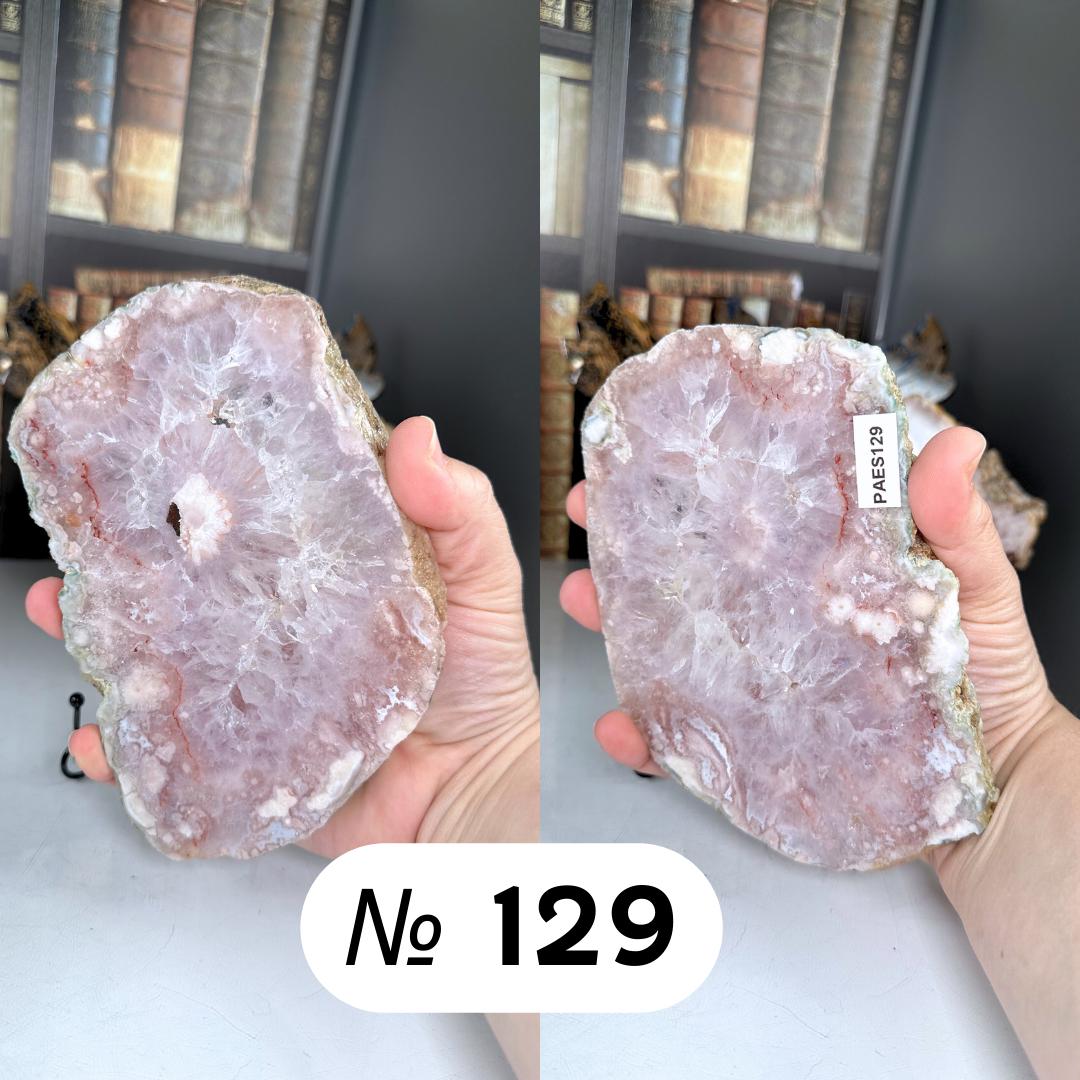 Pink Amethyst Druzy Flower Agate Cluster Slab with Stand Hematite Feminine Energy Protection Calm Grace Reiki Crystal Shop