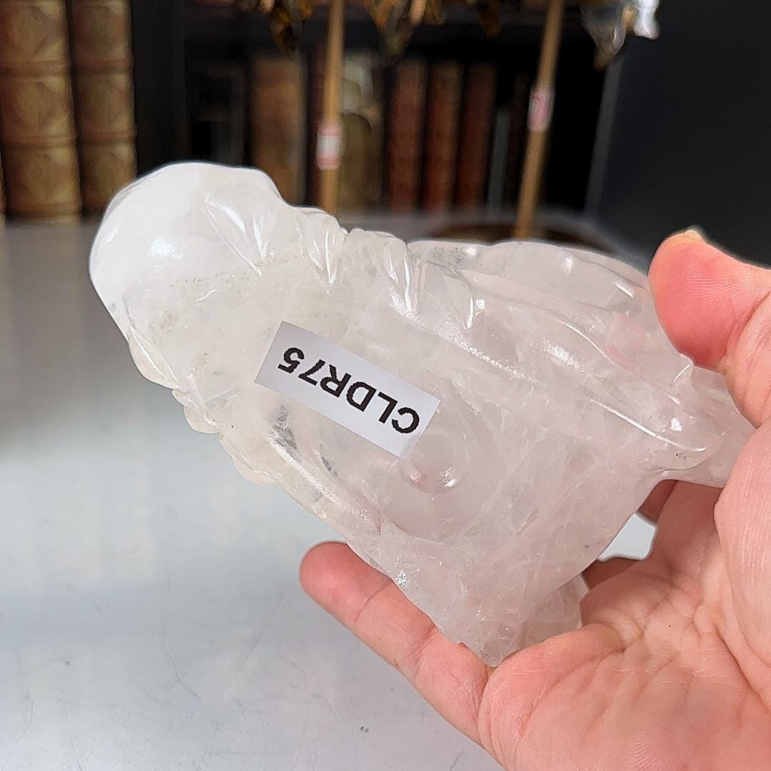 Clear Quartz Dragon Head | Healing Crystal Carving | Stone Statue Energy Goddess Body Energy Reiki Altar