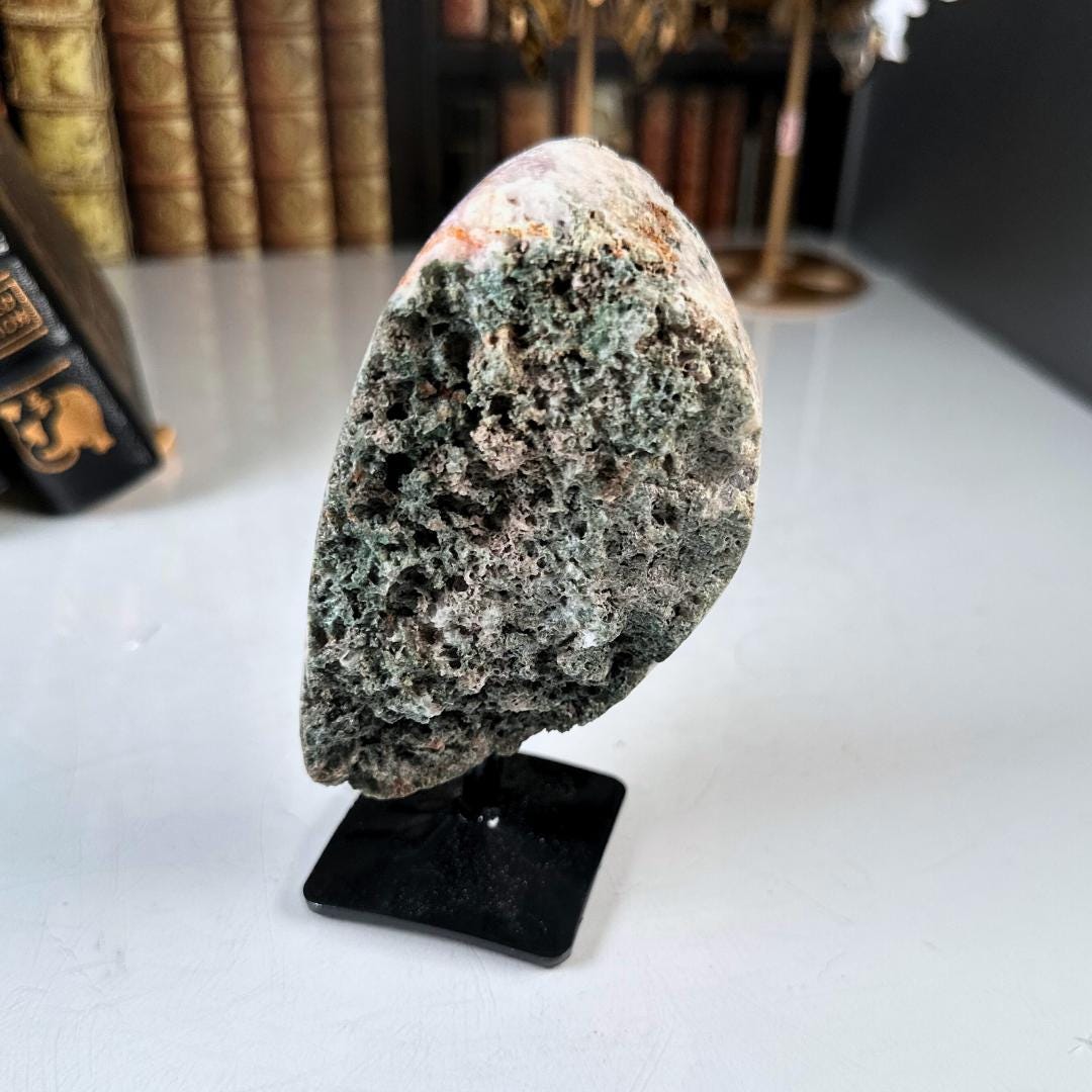 Pink Amethyst Cluster Crystal With Stand, Energy Healing Amethyst, Reiki Crystal Feng Shui Altar Home Decor Office