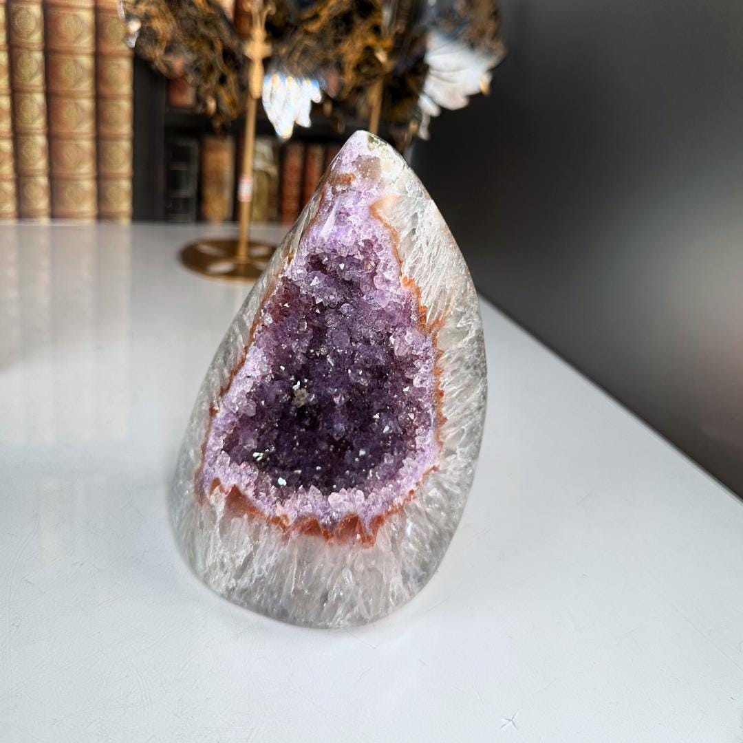 High Quality Amethyst Cluster Crystal Cut Base, Energy Healing Amethyst, Reiki Crystal Feng Shui Altar Home Decor Office