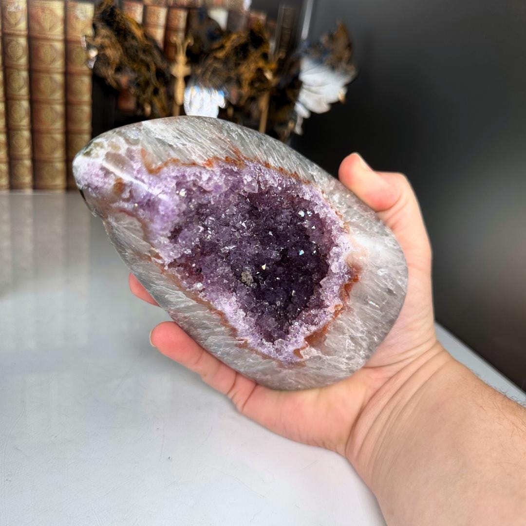 High Quality Amethyst Cluster Crystal Cut Base, Energy Healing Amethyst, Reiki Crystal Feng Shui Altar Home Decor Office