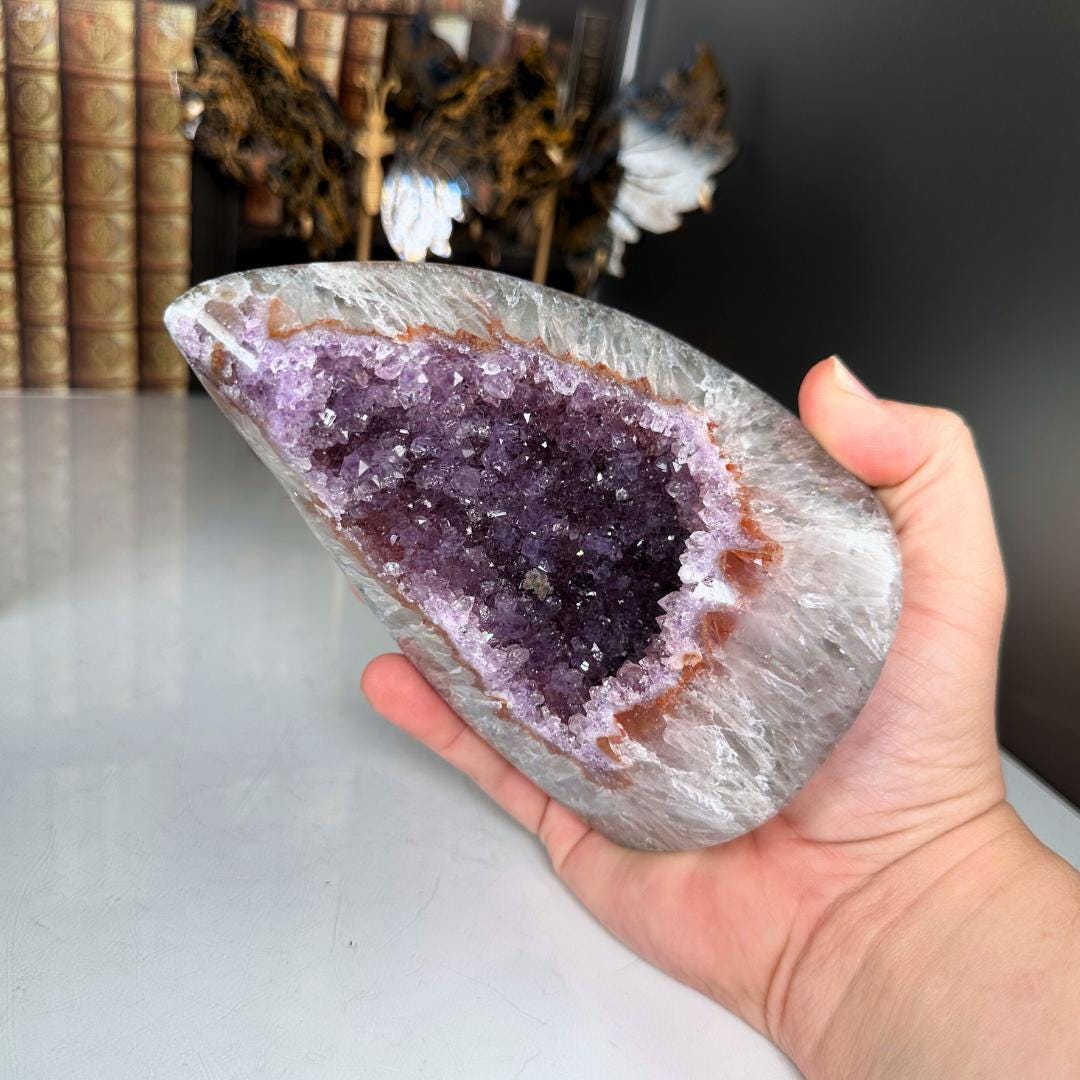 High Quality Amethyst Cluster Crystal Cut Base, Energy Healing Amethyst, Reiki Crystal Feng Shui Altar Home Decor Office