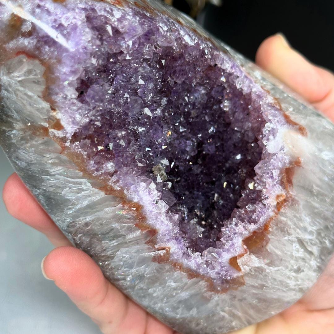 High Quality Amethyst Cluster Crystal Cut Base, Energy Healing Amethyst, Reiki Crystal Feng Shui Altar Home Decor Office