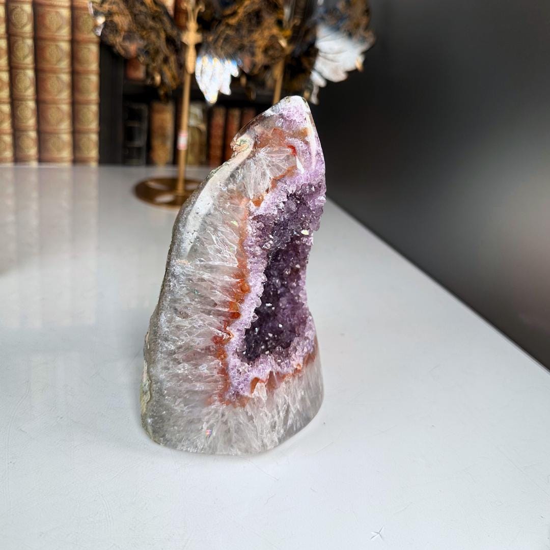 High Quality Amethyst Cluster Crystal Cut Base, Energy Healing Amethyst, Reiki Crystal Feng Shui Altar Home Decor Office