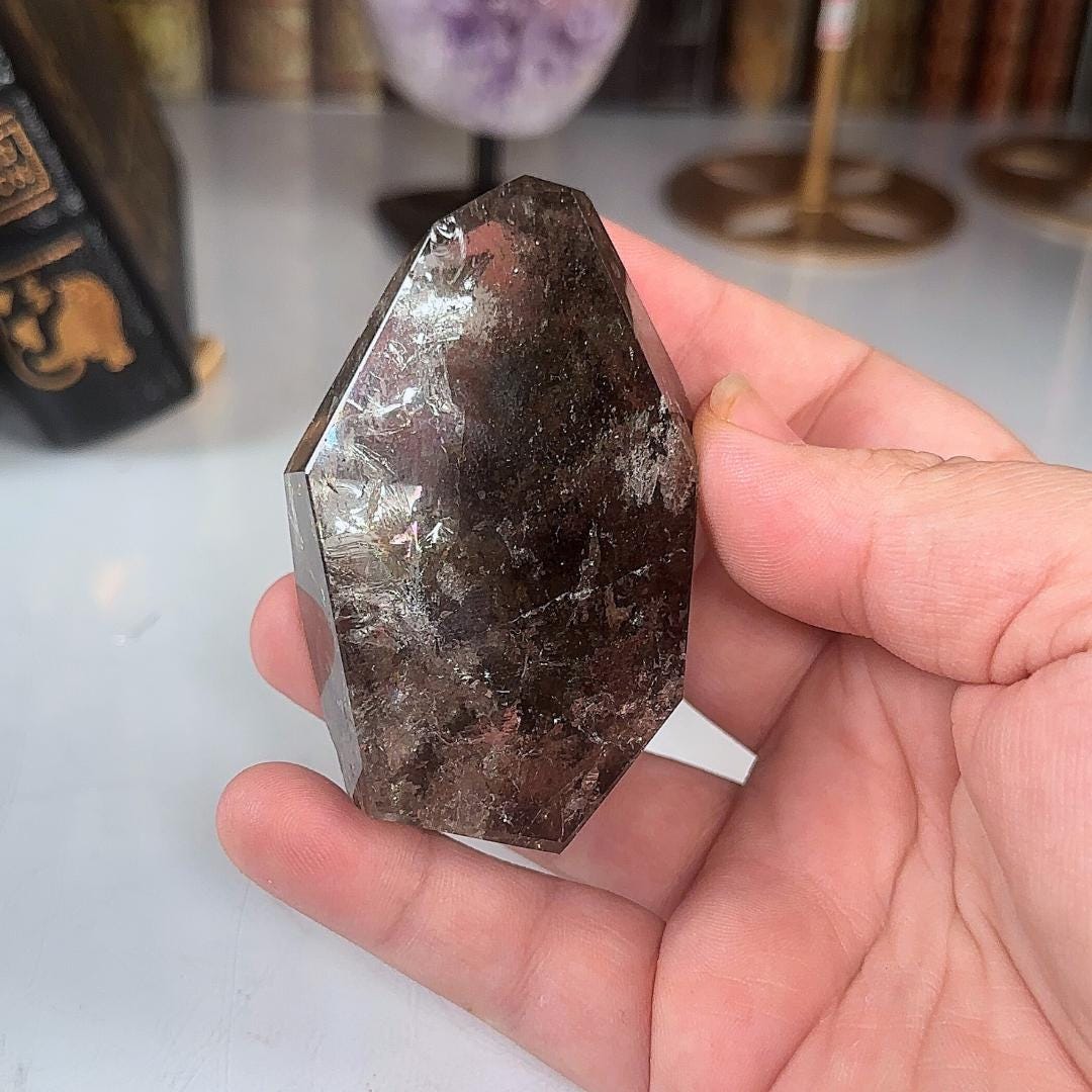 Smokey Garden Quartz Freeform | Lodolite With Inclusions Crystal Carving