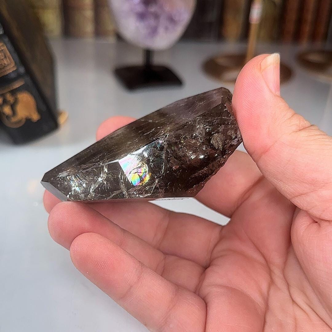 Smokey Garden Quartz Freeform | Lodolite With Inclusions Crystal Carving