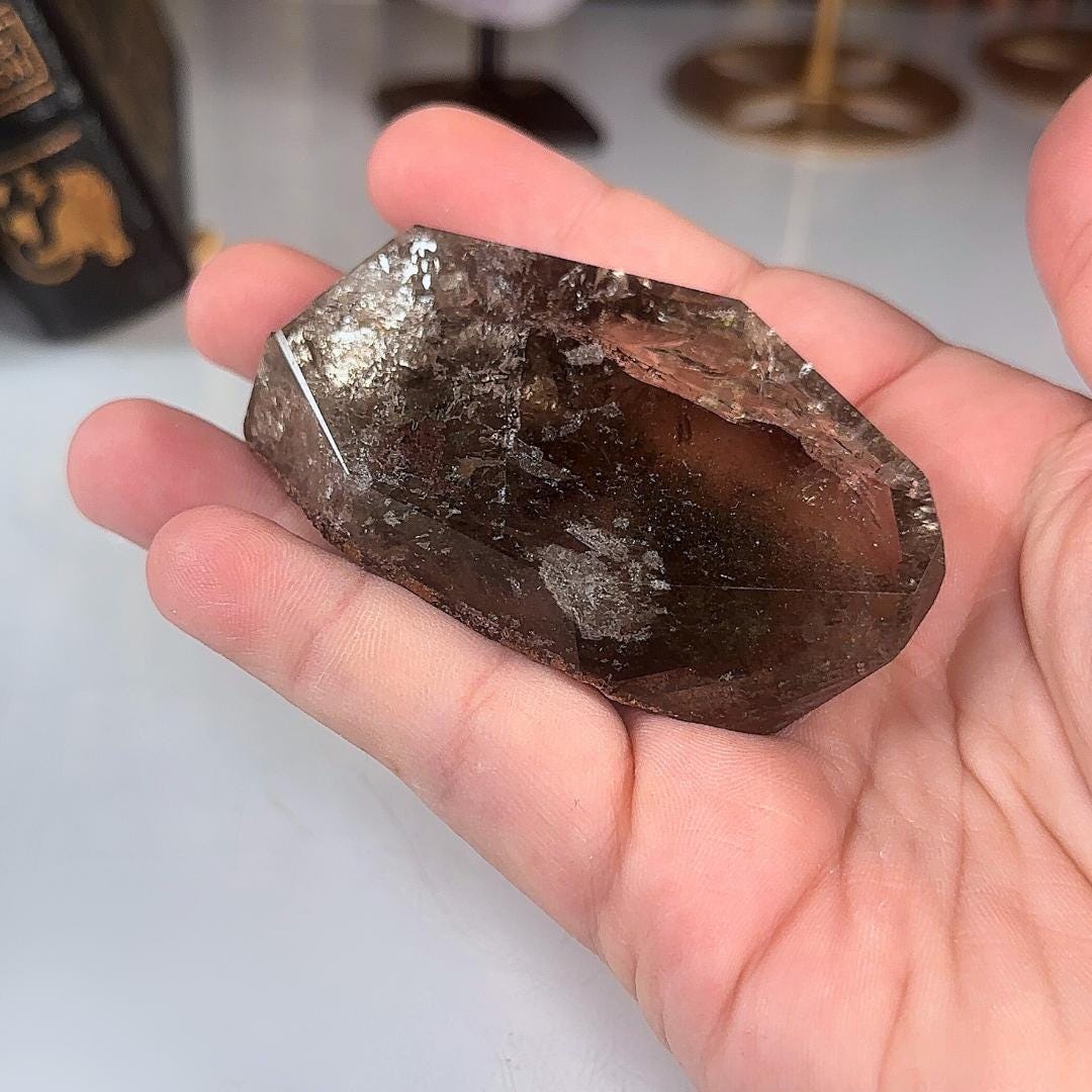 Smokey Garden Quartz Freeform | Lodolite With Inclusions Crystal Carving