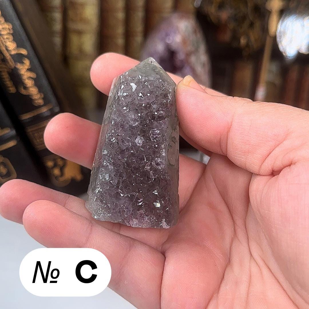 High Quality Amethyst Mini Tower Crystal Cut Base, Energy Healing Amethyst, Reiki Crystal Feng Shui Altar Home Decor Office