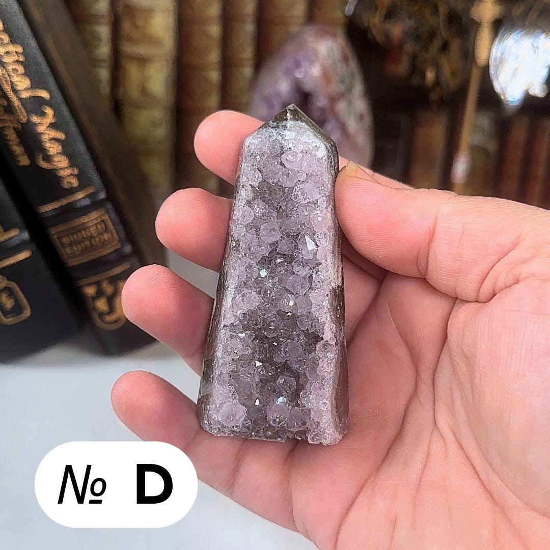 High Quality Amethyst Mini Tower Crystal Cut Base, Energy Healing Amethyst, Reiki Crystal Feng Shui Altar Home Decor Office