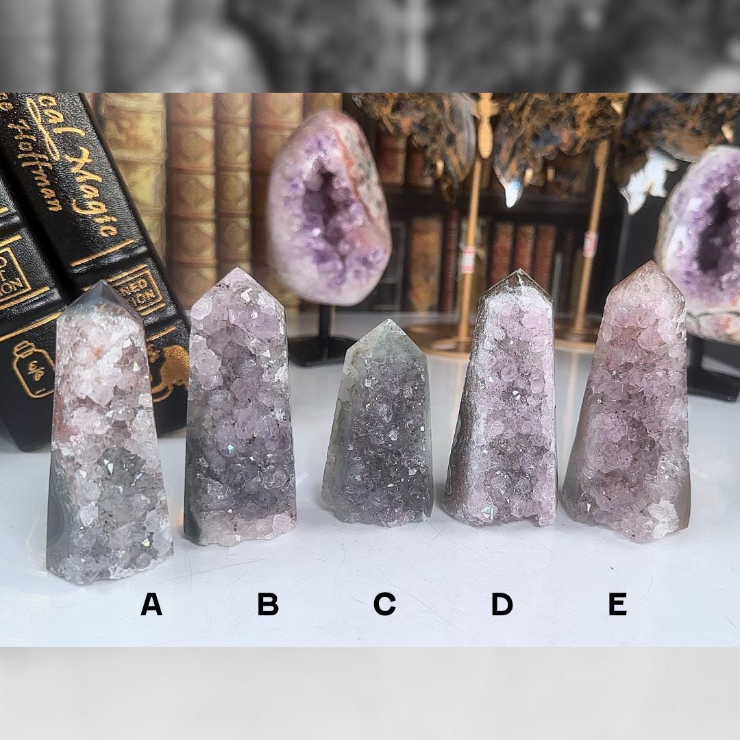 High Quality Amethyst Mini Tower Crystal Cut Base, Energy Healing Amethyst, Reiki Crystal Feng Shui Altar Home Decor Office