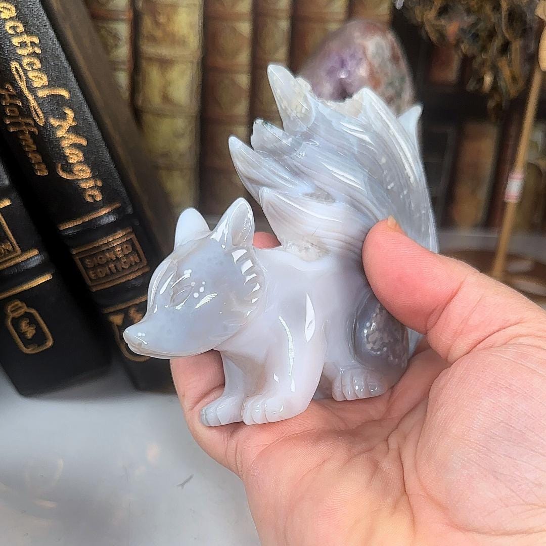 Druzy Flower Agate Pink Amethyst Fox Crystal Carving Geode Statement Piece