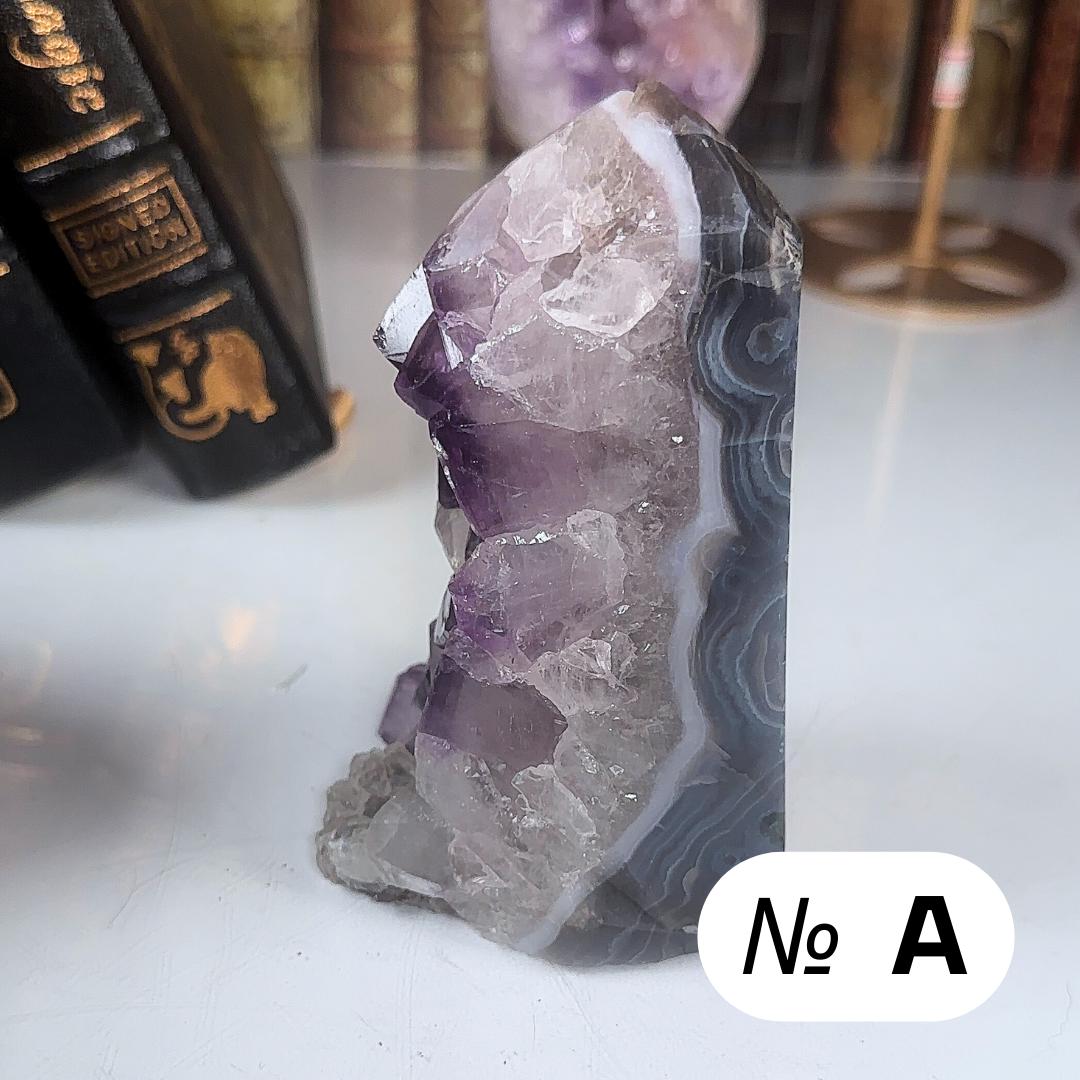 High Quality Amethyst Mini Tower Crystal Cut Base, Energy Healing Amethyst, Reiki Crystal Feng Shui Altar Home Decor Office