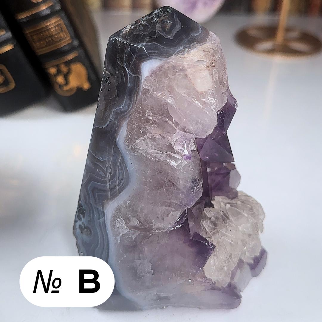 High Quality Amethyst Mini Tower Crystal Cut Base, Energy Healing Amethyst, Reiki Crystal Feng Shui Altar Home Decor Office