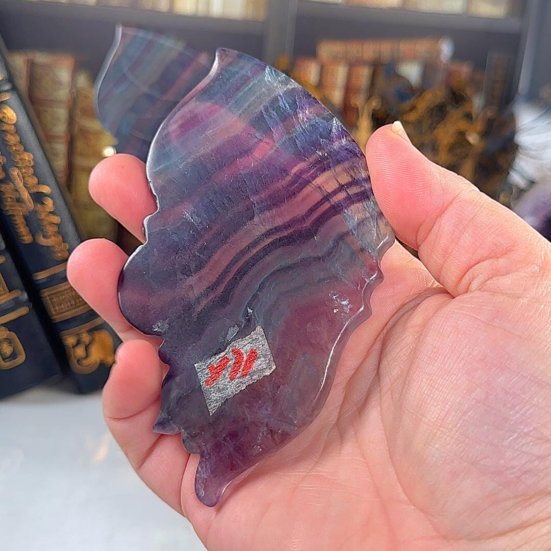 Rainbow Fluorite Wings | Crystal Fluorite | Cleansing Chakras Altar Stability Concentration Healing Reiki Energy