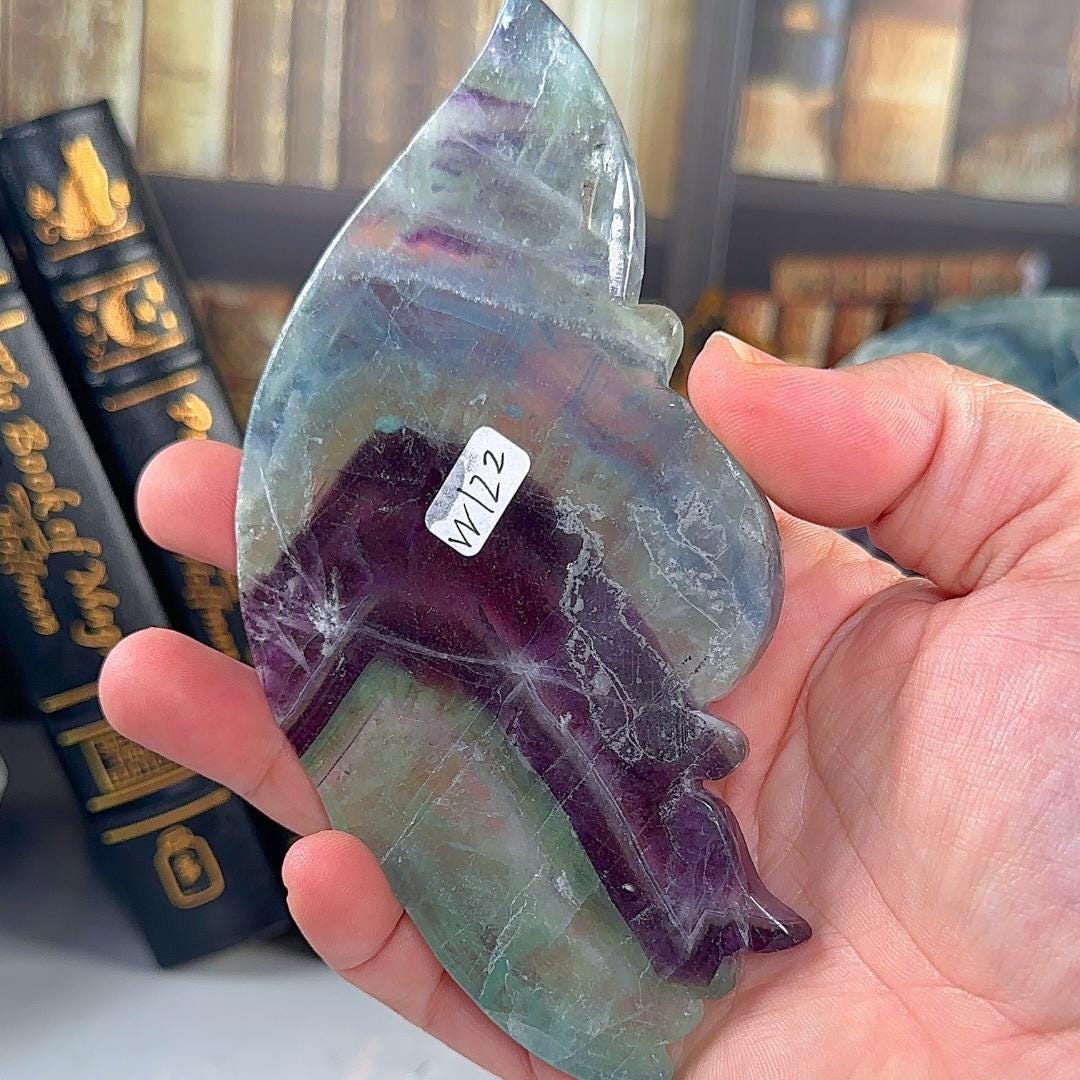 Rainbow Feather Fluorite Wings | Crystal Fluorite | Cleansing Chakras Altar Stability Concentration Healing Reiki Energy