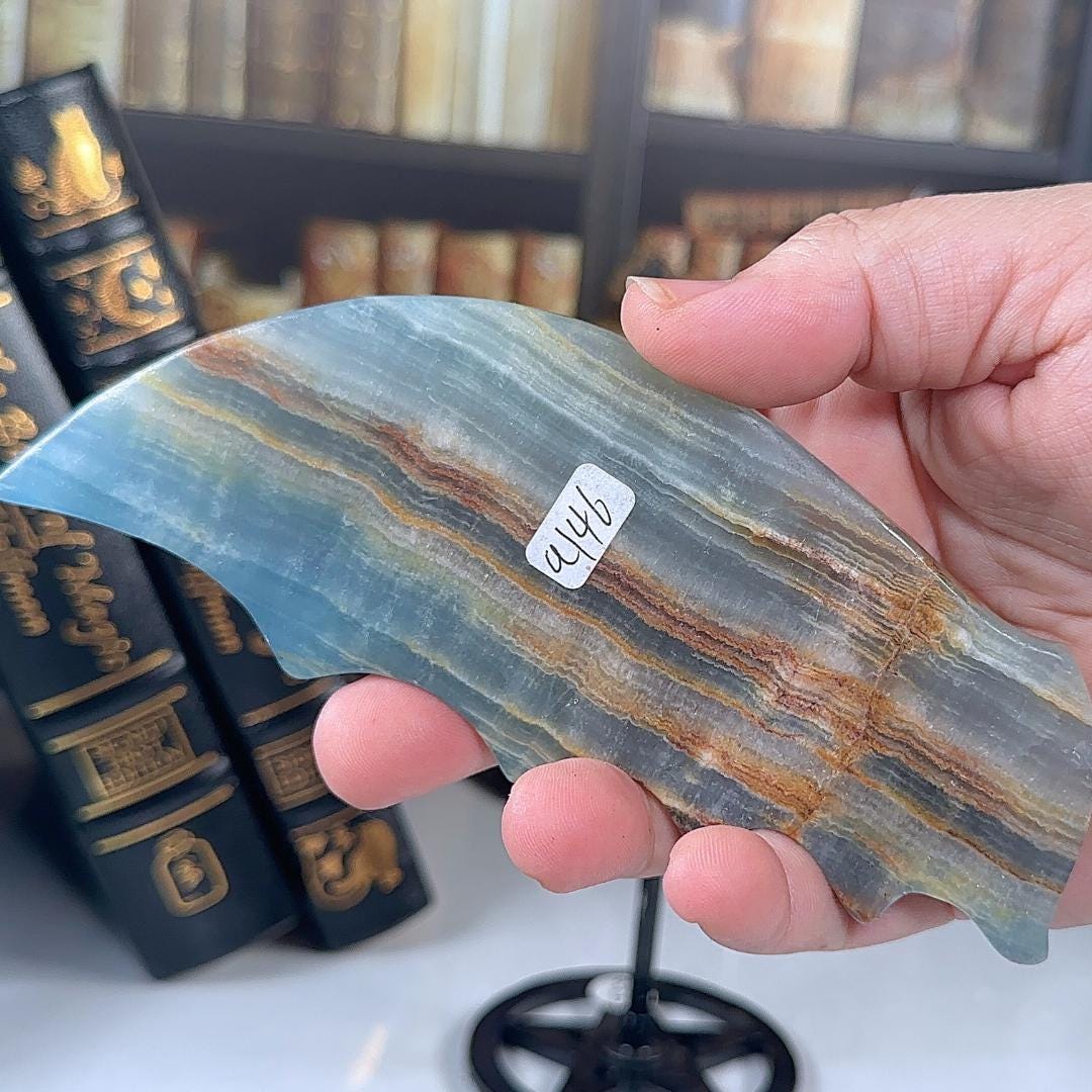 Blue Onyx Dragon Wings | US Seller | Metaphysical Shop Healing Concentration Trauma Energy Altar