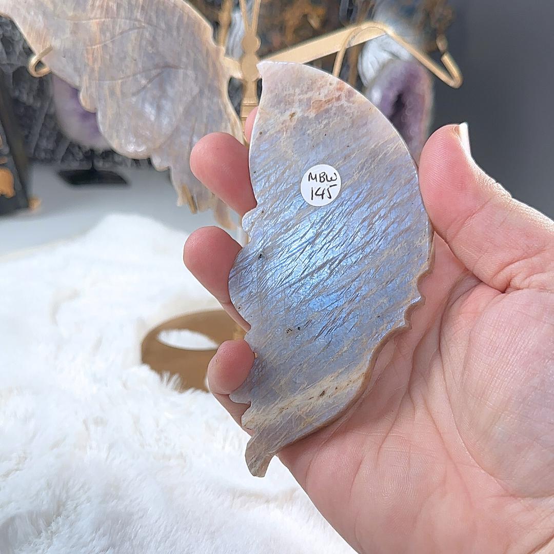 Flashy Blue Moonstone Wings Sunstone | US Seller | Chakra Healing, Reiki Healing Altar Balance Intuition
