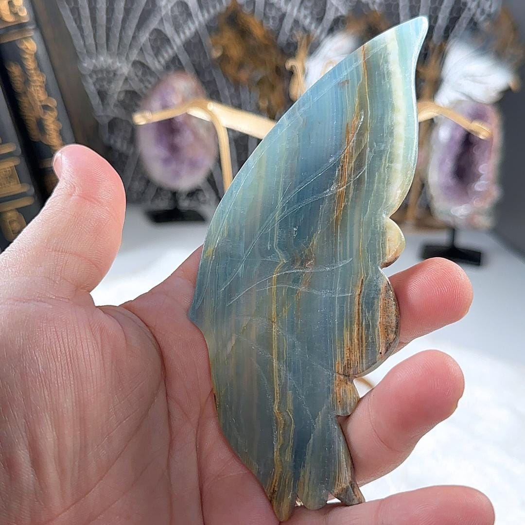 Blue Onyx Butterfly Wings | US Seller | Metaphysical Shop Healing Concentration Trauma Energy Altar
