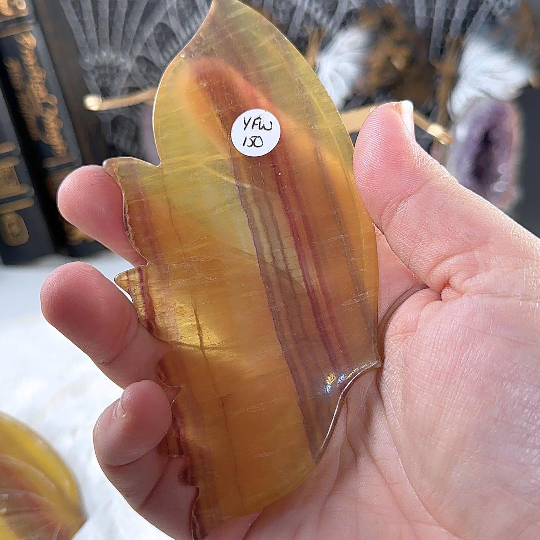 Yellow Fluorite Butterfly Wings | Crystal Fluorite | Cleansing Chakras Altar Stability Concentration Healing Reiki Energy