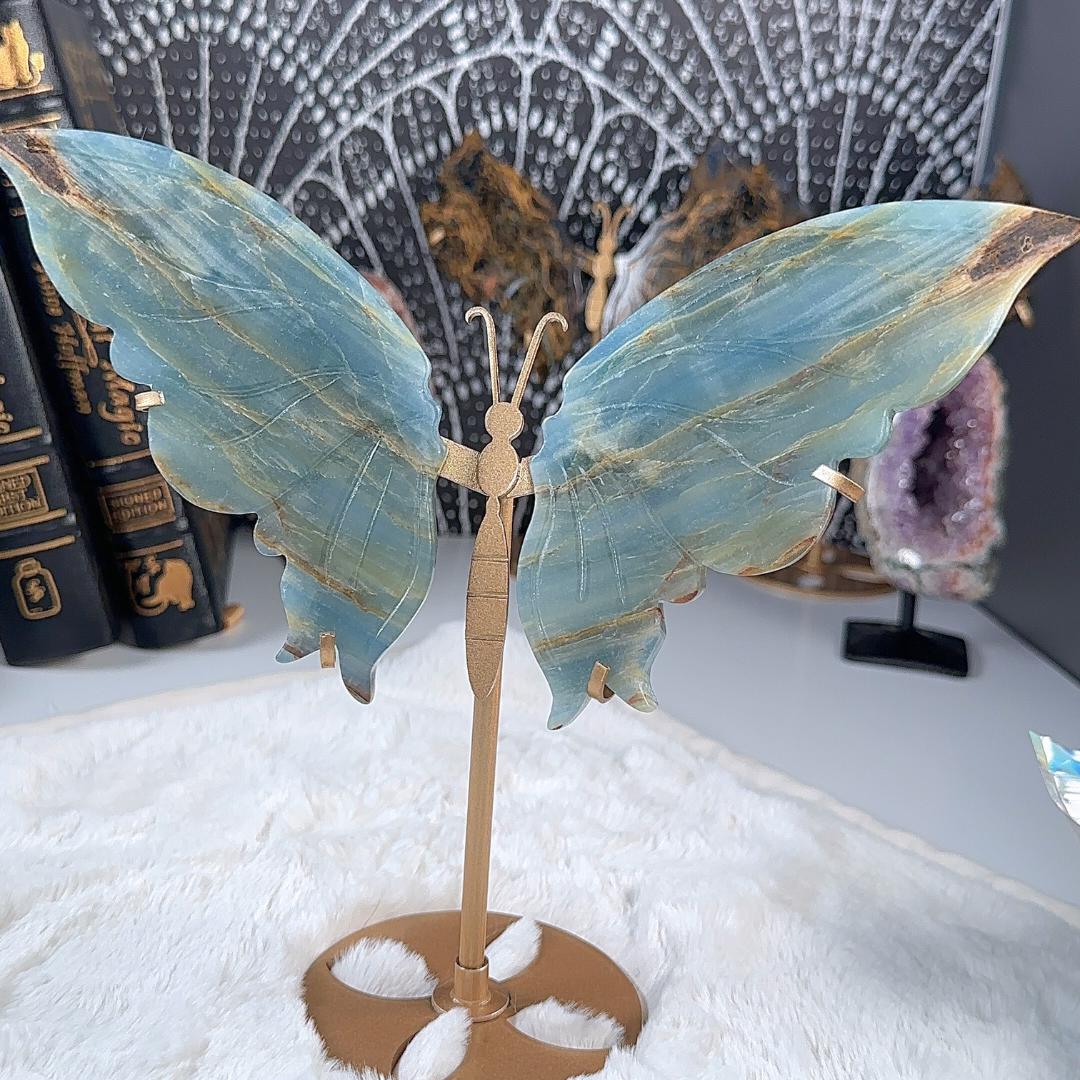Blue Onyx Butterfly Wings | US Seller | Metaphysical Shop Healing Concentration Trauma Energy Altar
