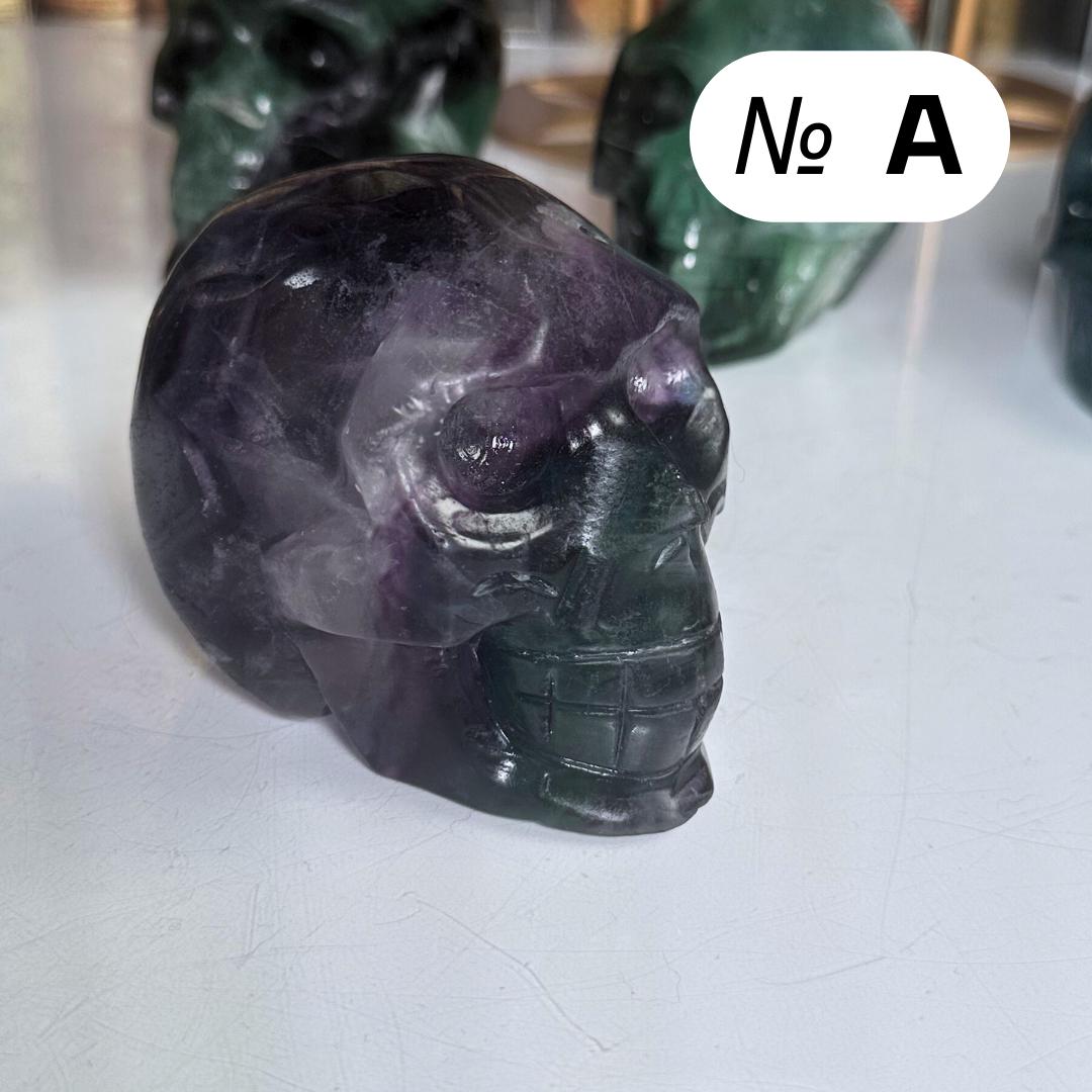 Fluorite Skull Crystal Carving Head Energy Healing Reiki Altar Home Decor Feng Shui Gift
