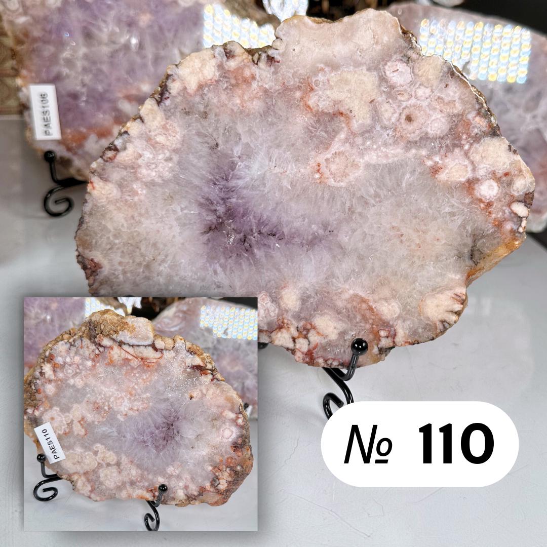 Pink Amethyst Druzy Flower Agate Cluster Slab with Stand Hematite Feminine Energy Protection Calm Grace Reiki Crystal Shop