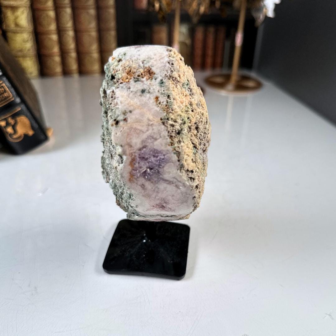 Pink Amethyst Cluster Crystal With Stand, Energy Healing Amethyst, Reiki Crystal Feng Shui Altar Home Decor Office