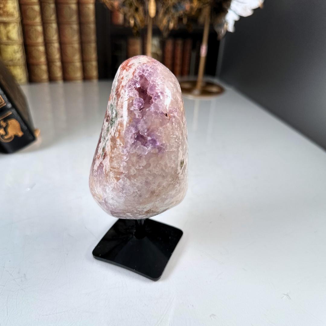 Pink Amethyst Cluster Crystal With Stand, Energy Healing Amethyst, Reiki Crystal Feng Shui Altar Home Decor Office