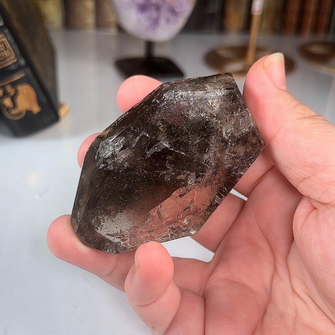 Smokey Garden Quartz Freeform | Lodolite With Inclusions Crystal Carving