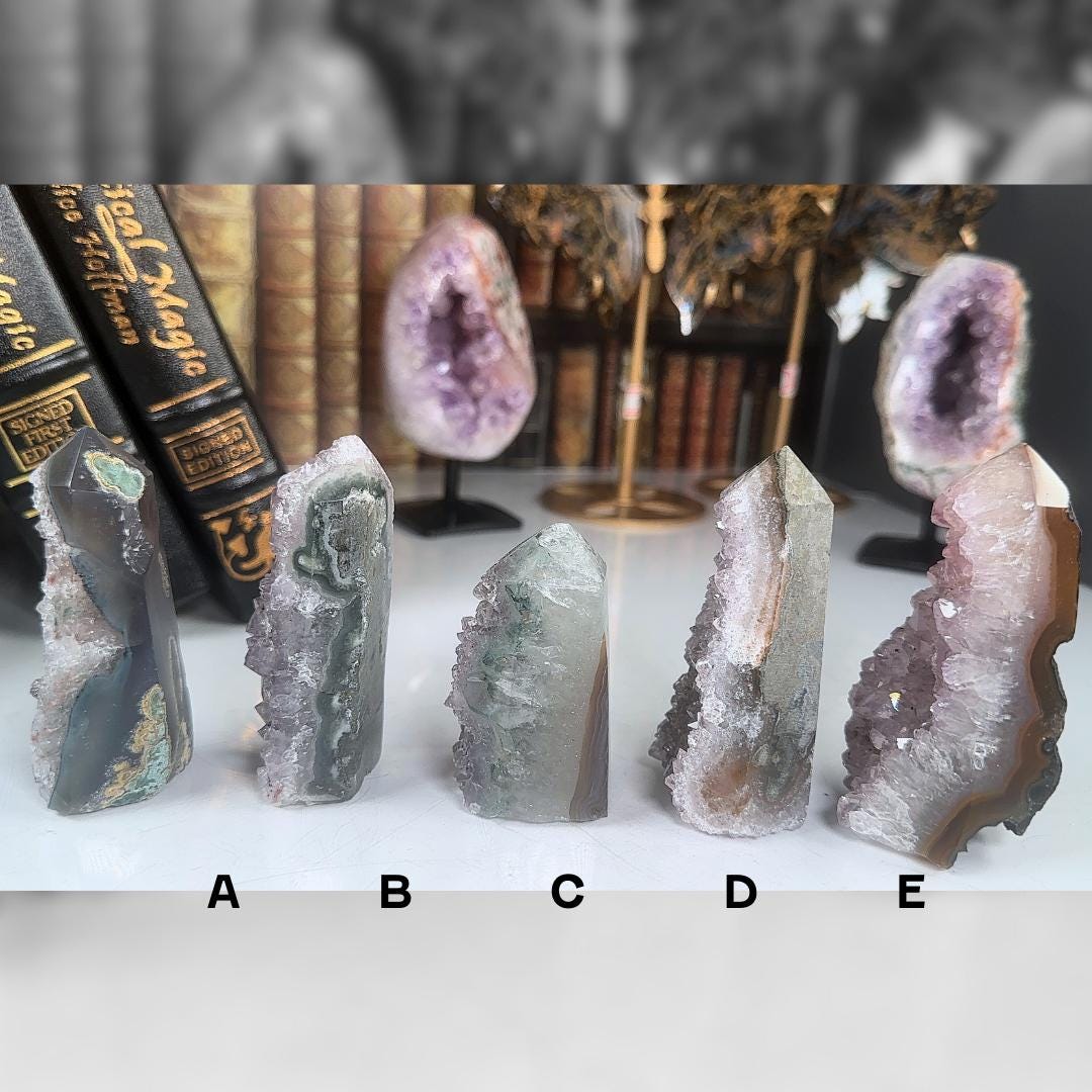 High Quality Amethyst Mini Tower Crystal Cut Base, Energy Healing Amethyst, Reiki Crystal Feng Shui Altar Home Decor Office