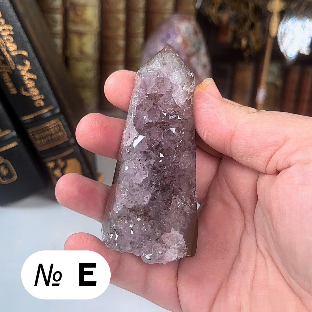 High Quality Amethyst Mini Tower Crystal Cut Base, Energy Healing Amethyst, Reiki Crystal Feng Shui Altar Home Decor Office