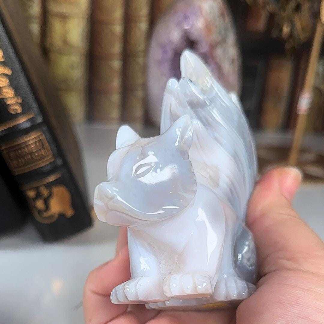 Druzy Flower Agate Pink Amethyst Fox Crystal Carving Geode Statement Piece