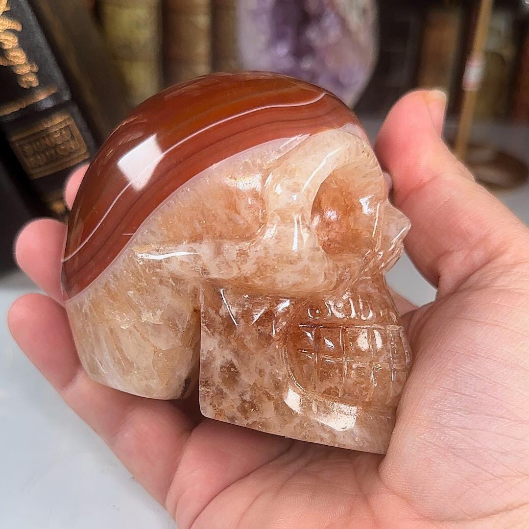 Red Carnelian Crystal Agate Sardonyx Skull Stone Carving Sculpture Healing Altar Reiki Feng Shui Altar
