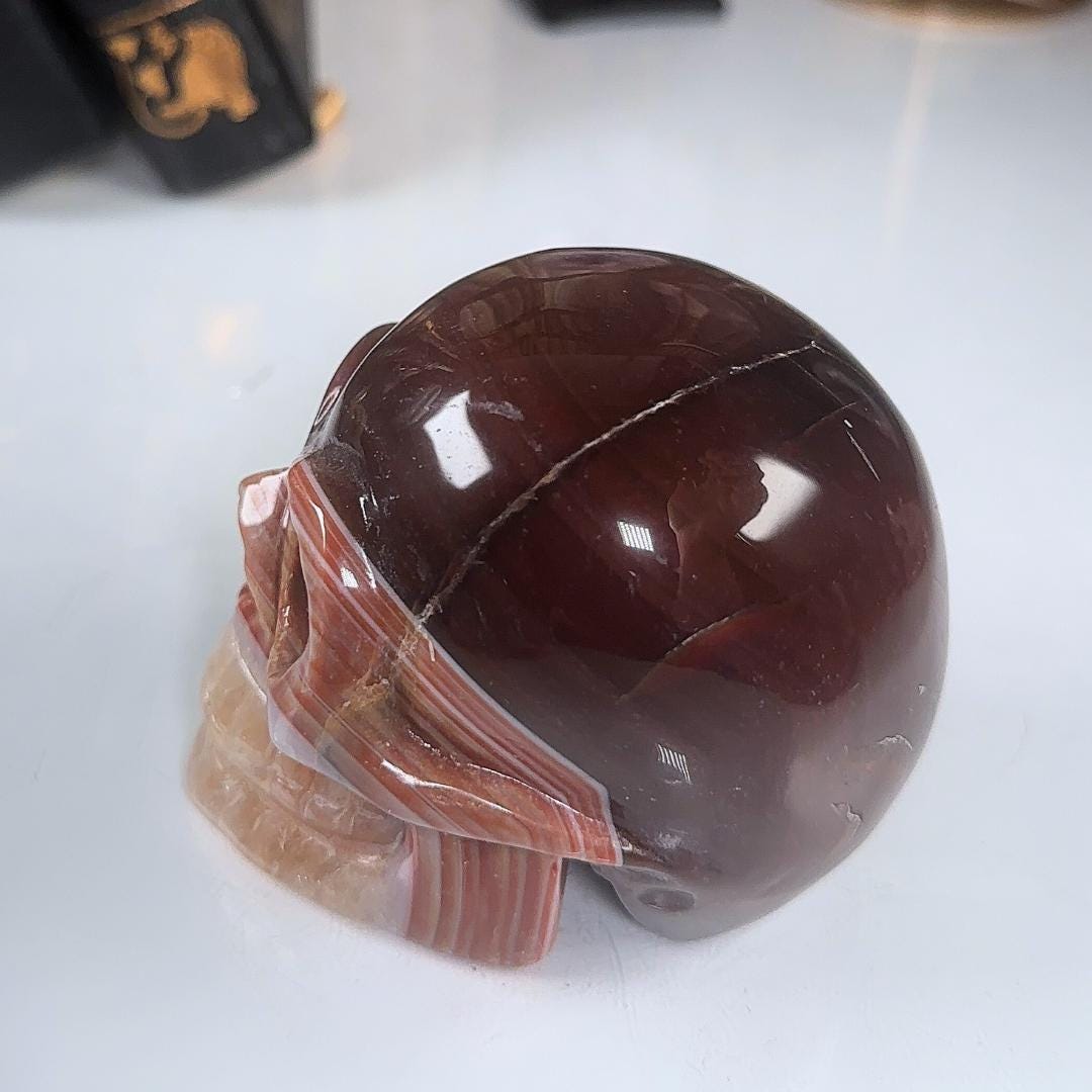 Red Carnelian Crystal Agate Sardonyx Skull Stone Carving Sculpture Healing Altar Reiki Feng Shui Altar